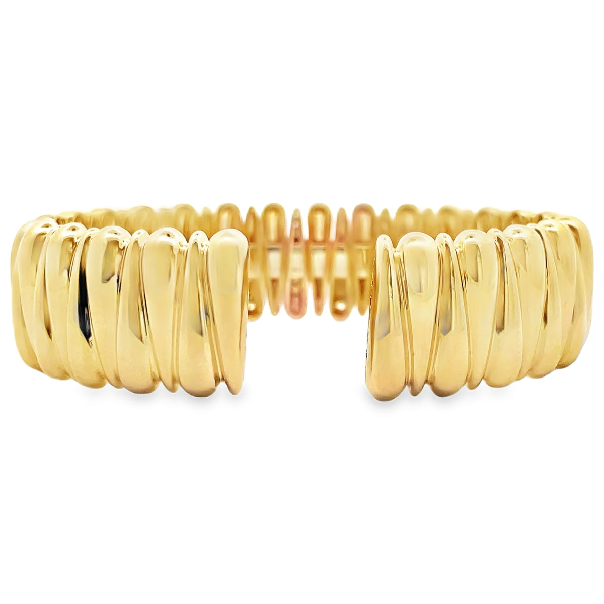 18K Yellow Gold 1.12 Carat Diamond Open Cuff Bangle Bracelet