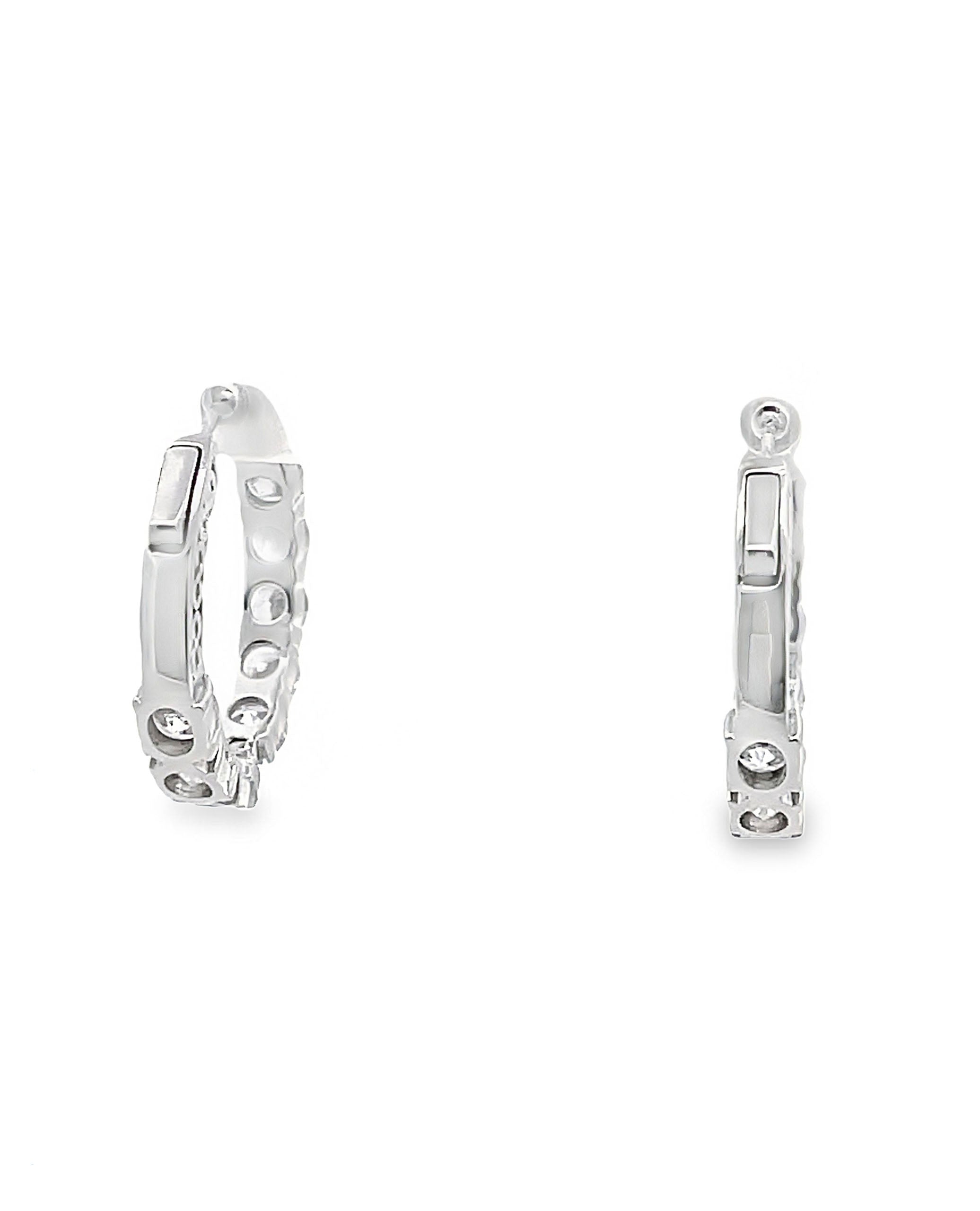Sterling Silver CZ Hoop Earrings 5x29mm