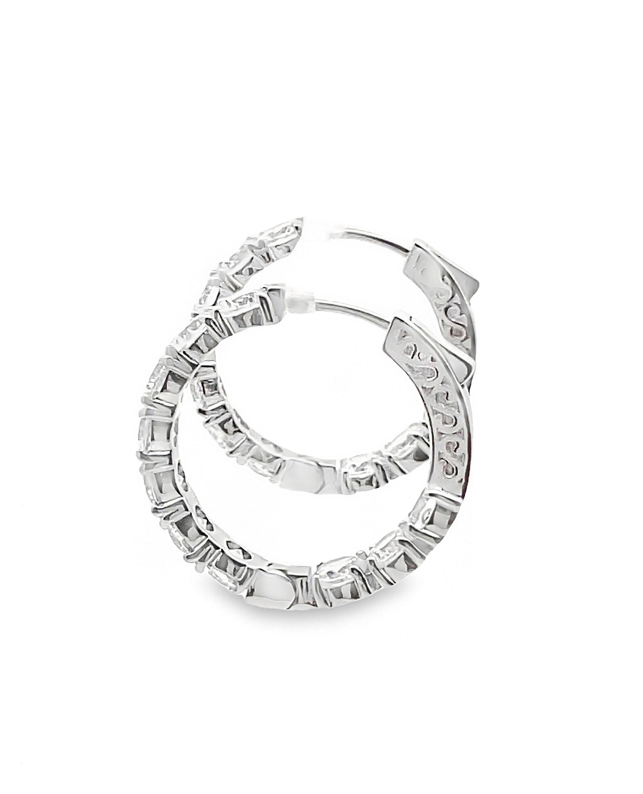 Sterling Silver CZ Hoop Earrings 5mm Wide, 29mm Diameter