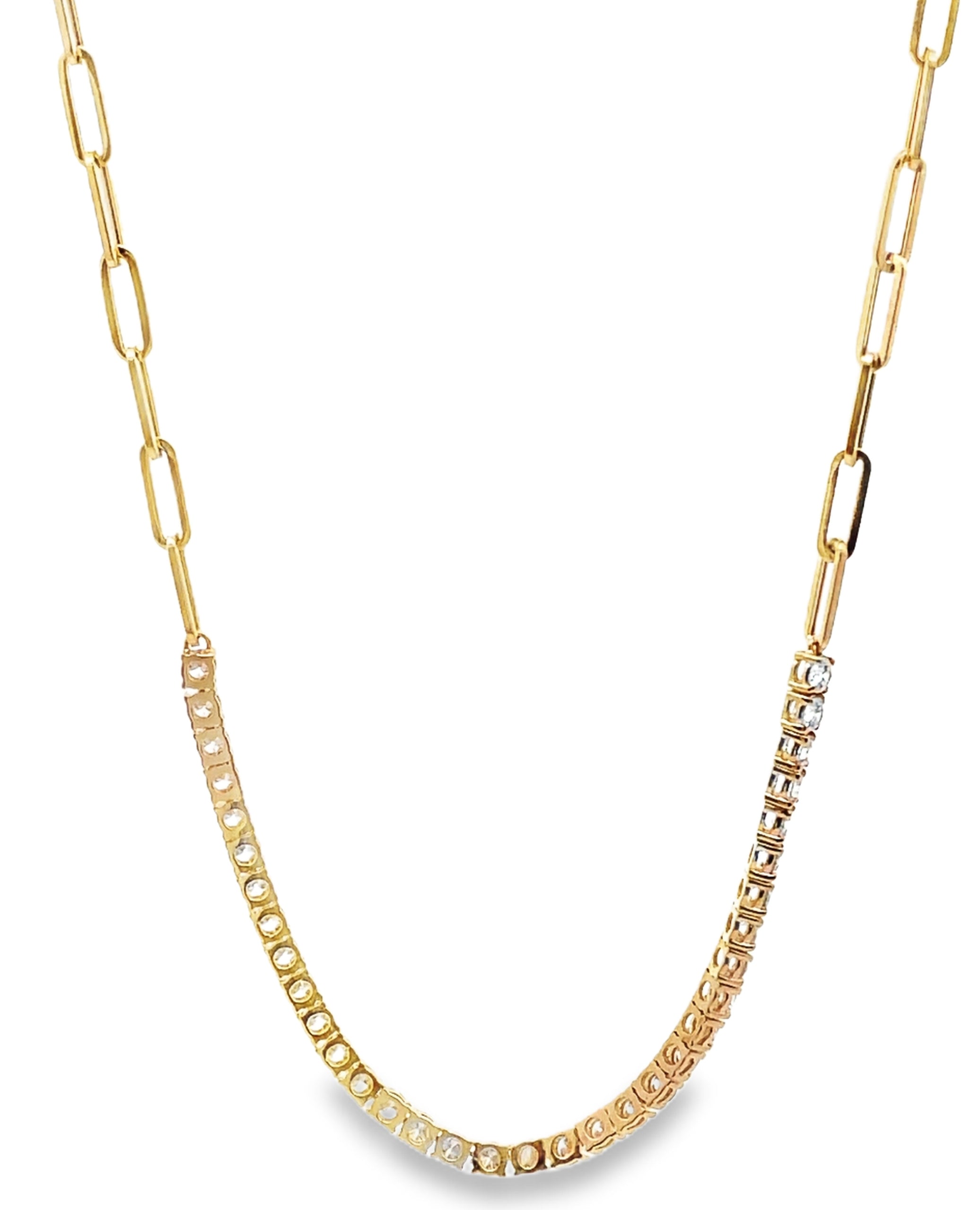 14K Yellow Gold Half Paperclip Lab Grown Diamond Necklace