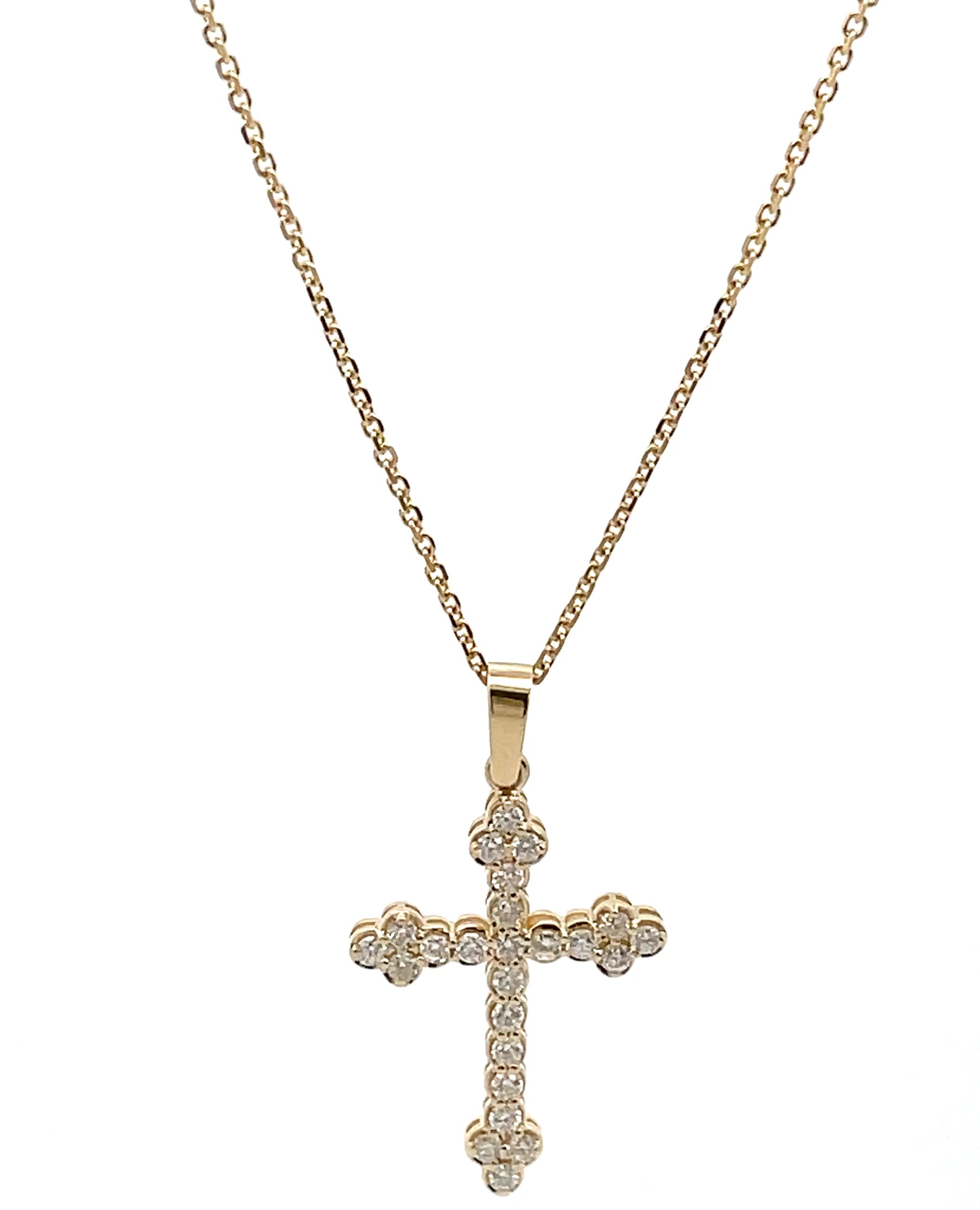 14K Yellow Gold Cross Necklace