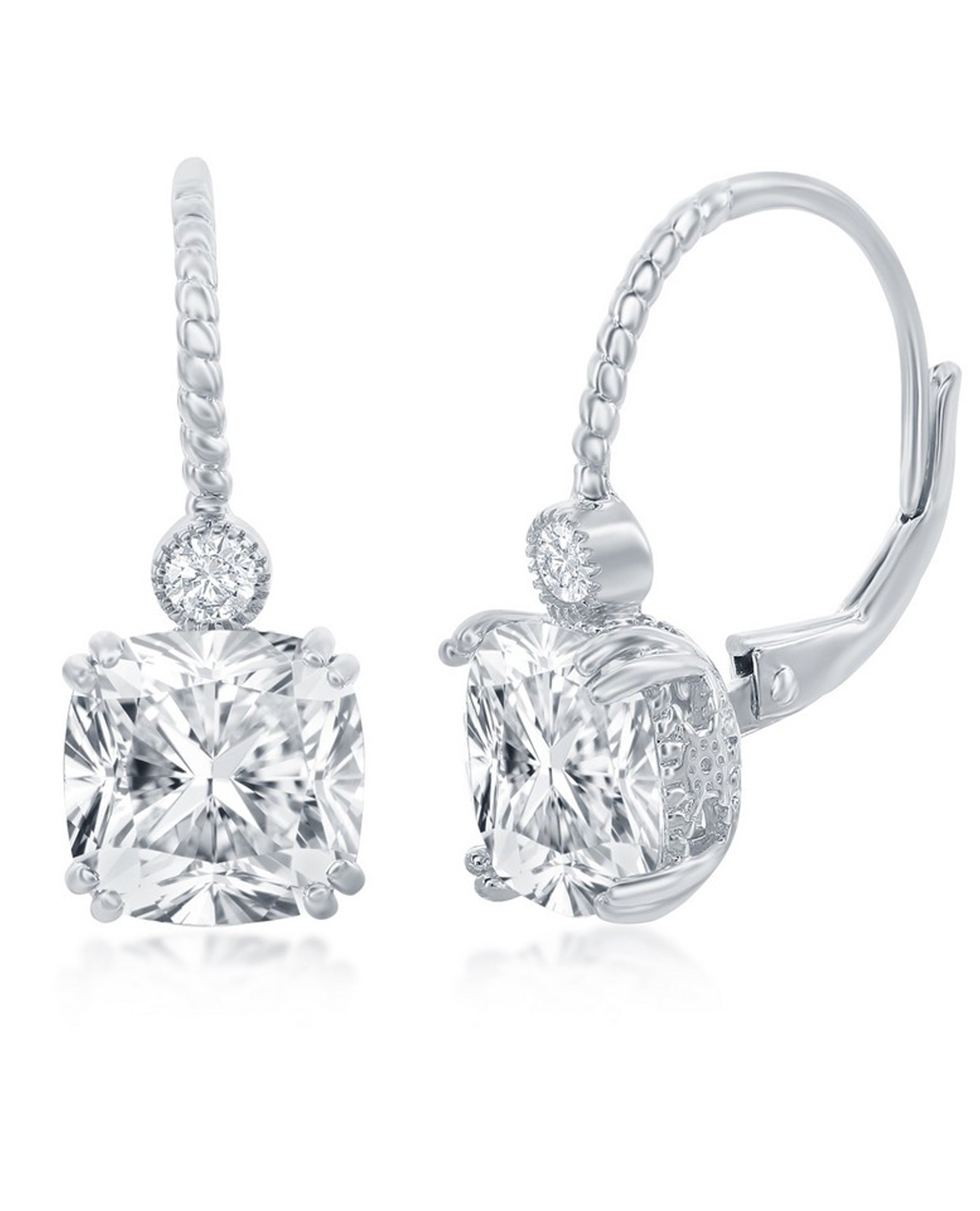 Sterling Silver Cushion Cut CZ Earrings