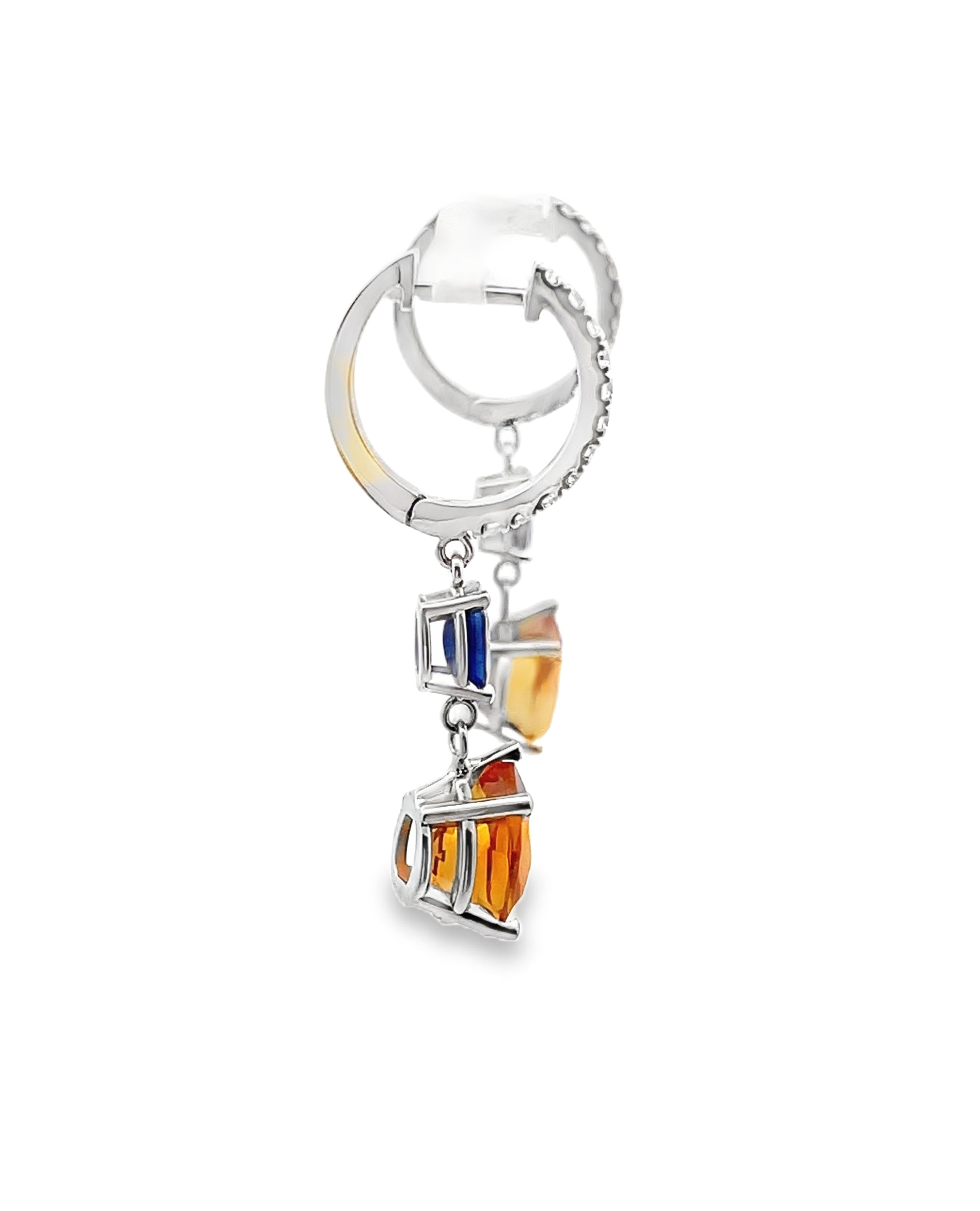 14K White Gold Citrine, Sapphire & Diamond Dangle Earrings