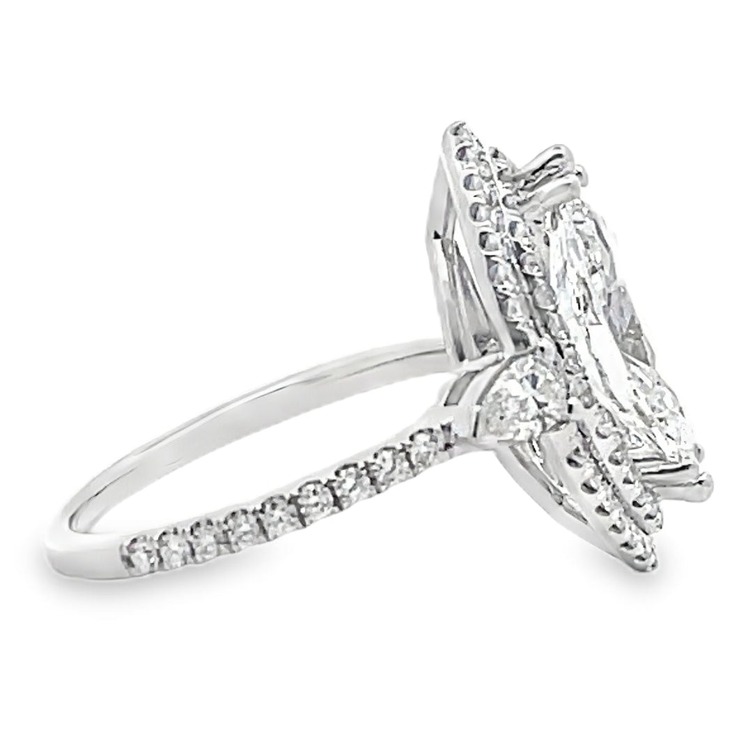 18K White Gold Diamond Ring with Lab Grown Marquise Center