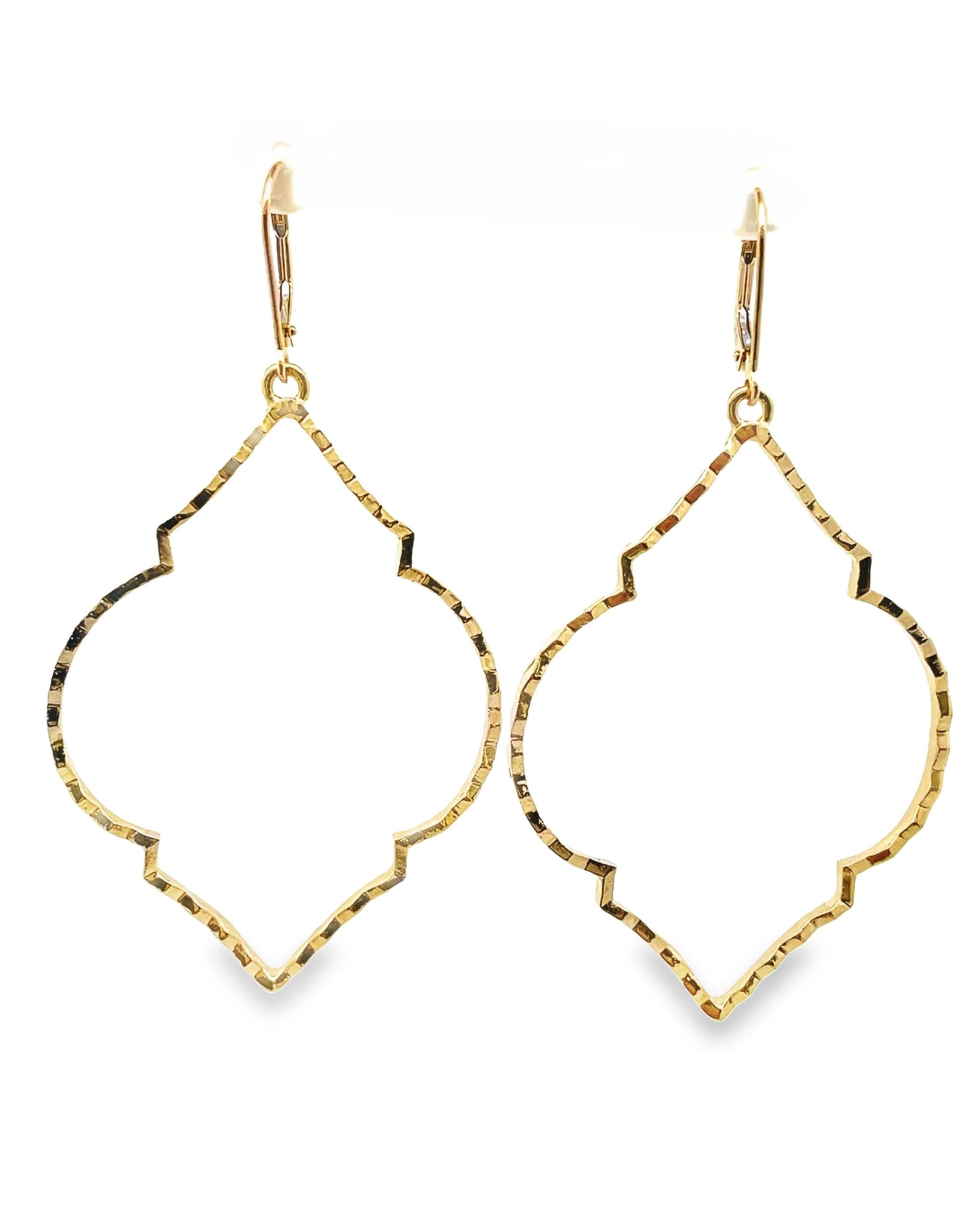 14K Yellow Gold Large Open Design Earrings