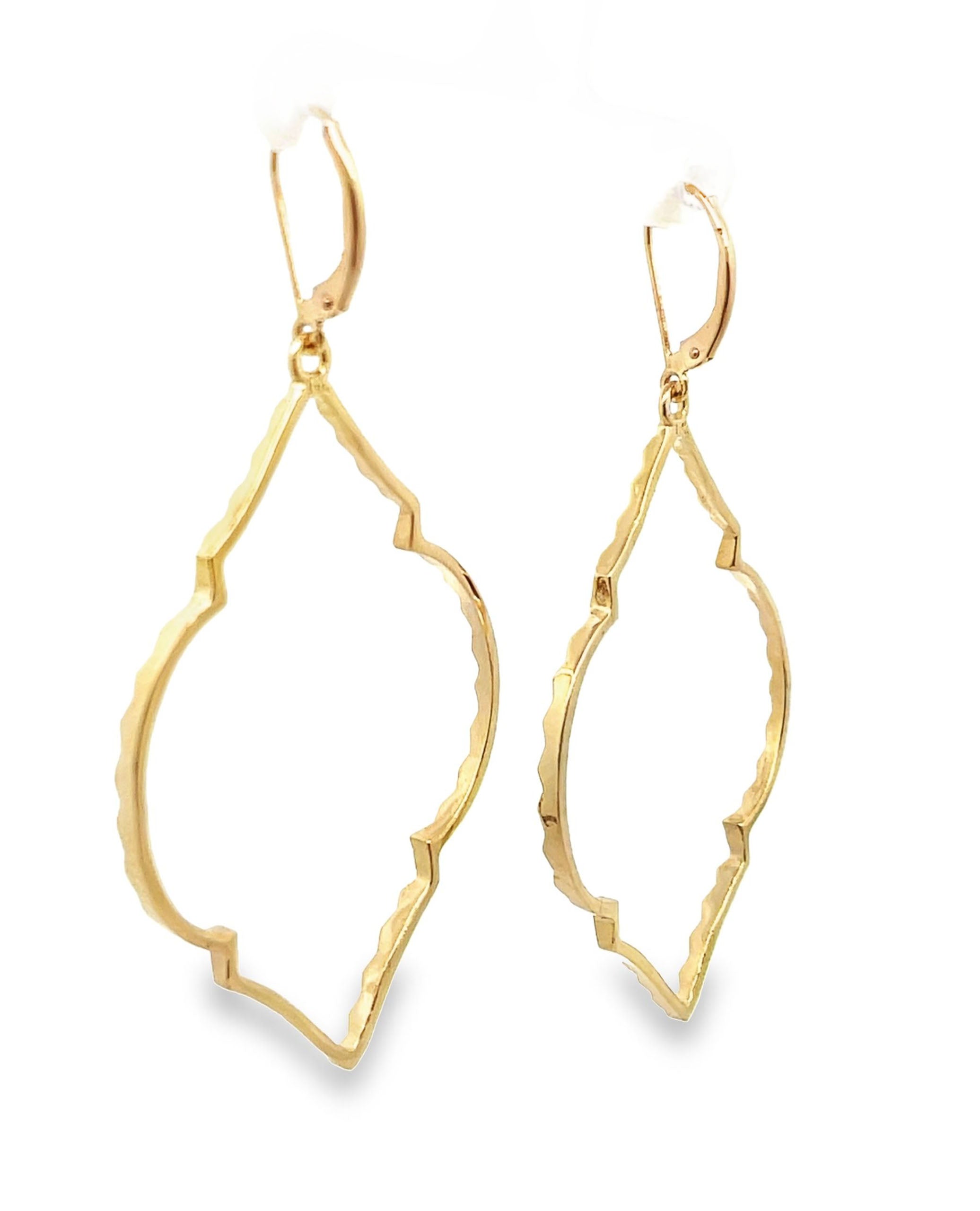14K Yellow Gold Large Open Design Earrings