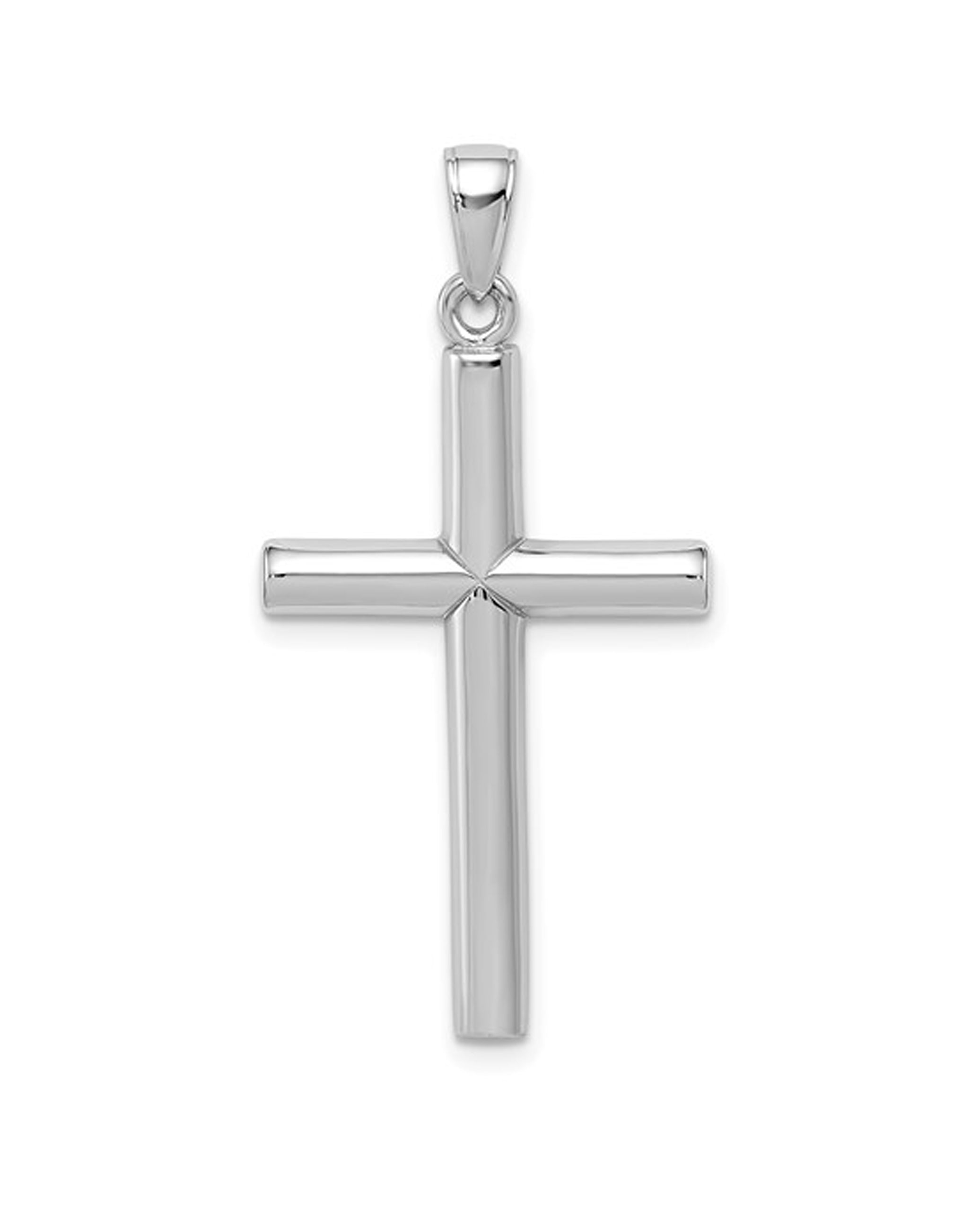 14K White Gold Solid Cross Pendant