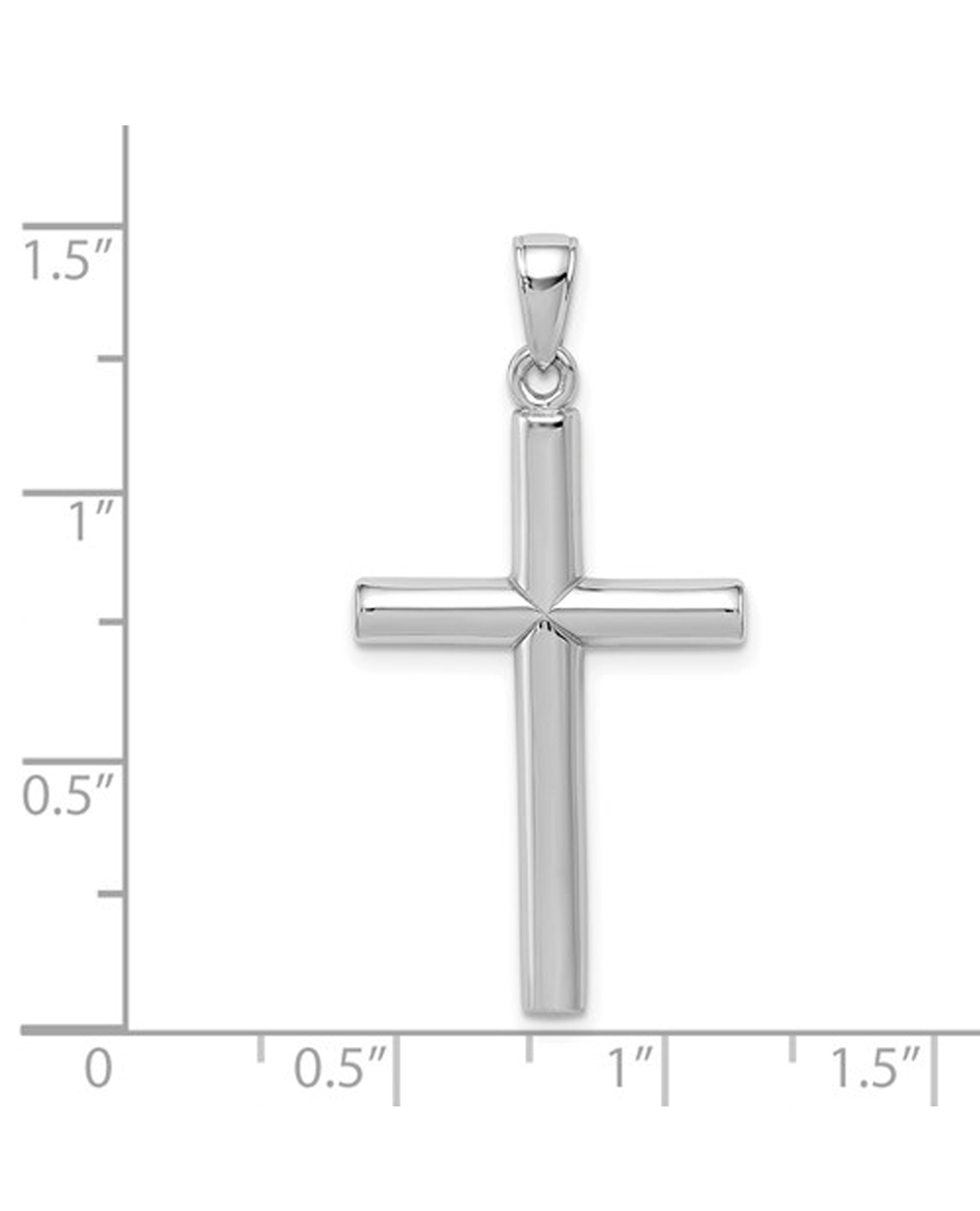 14K White Gold Solid Cross Pendant