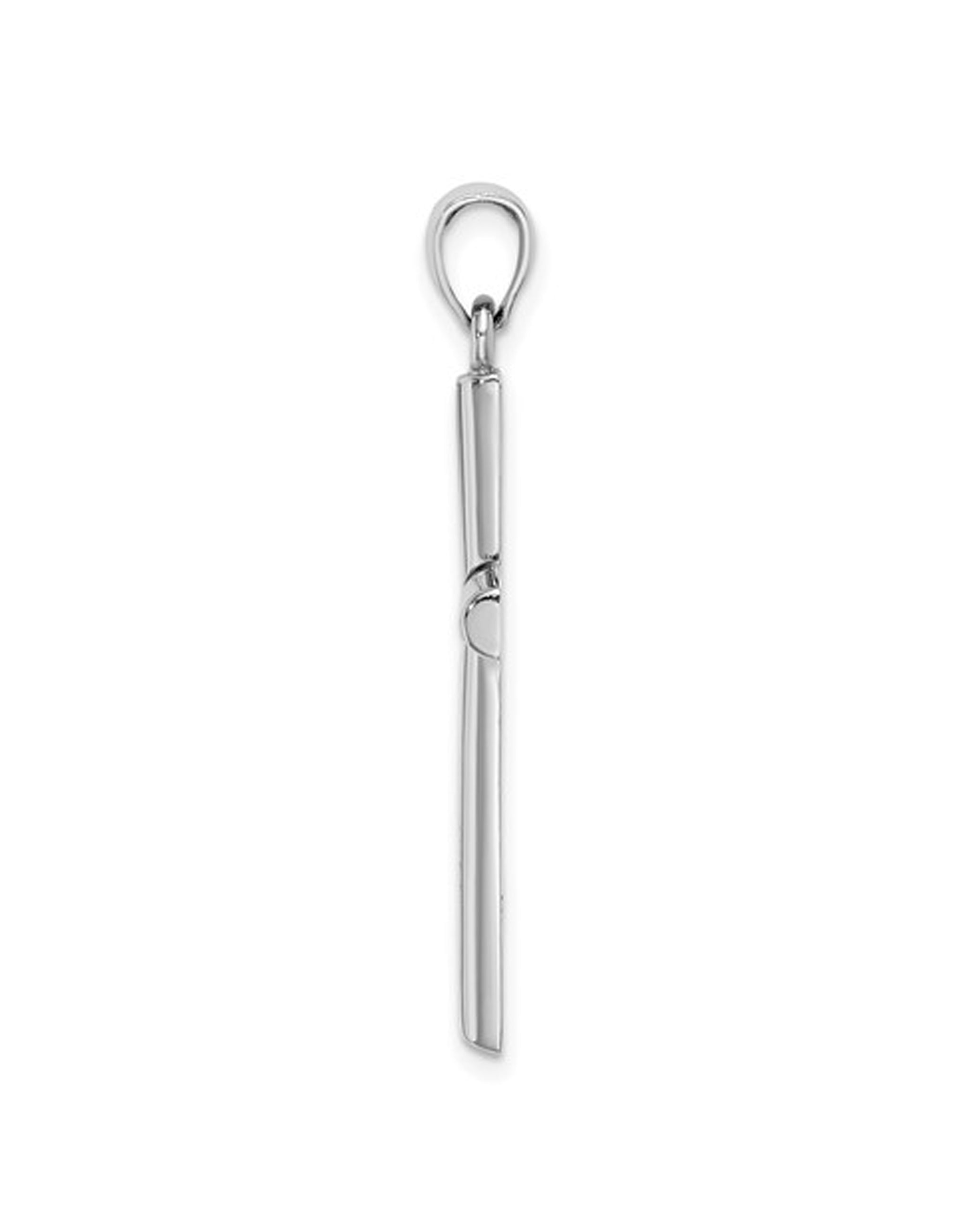 14K White Gold Solid Cross Pendant