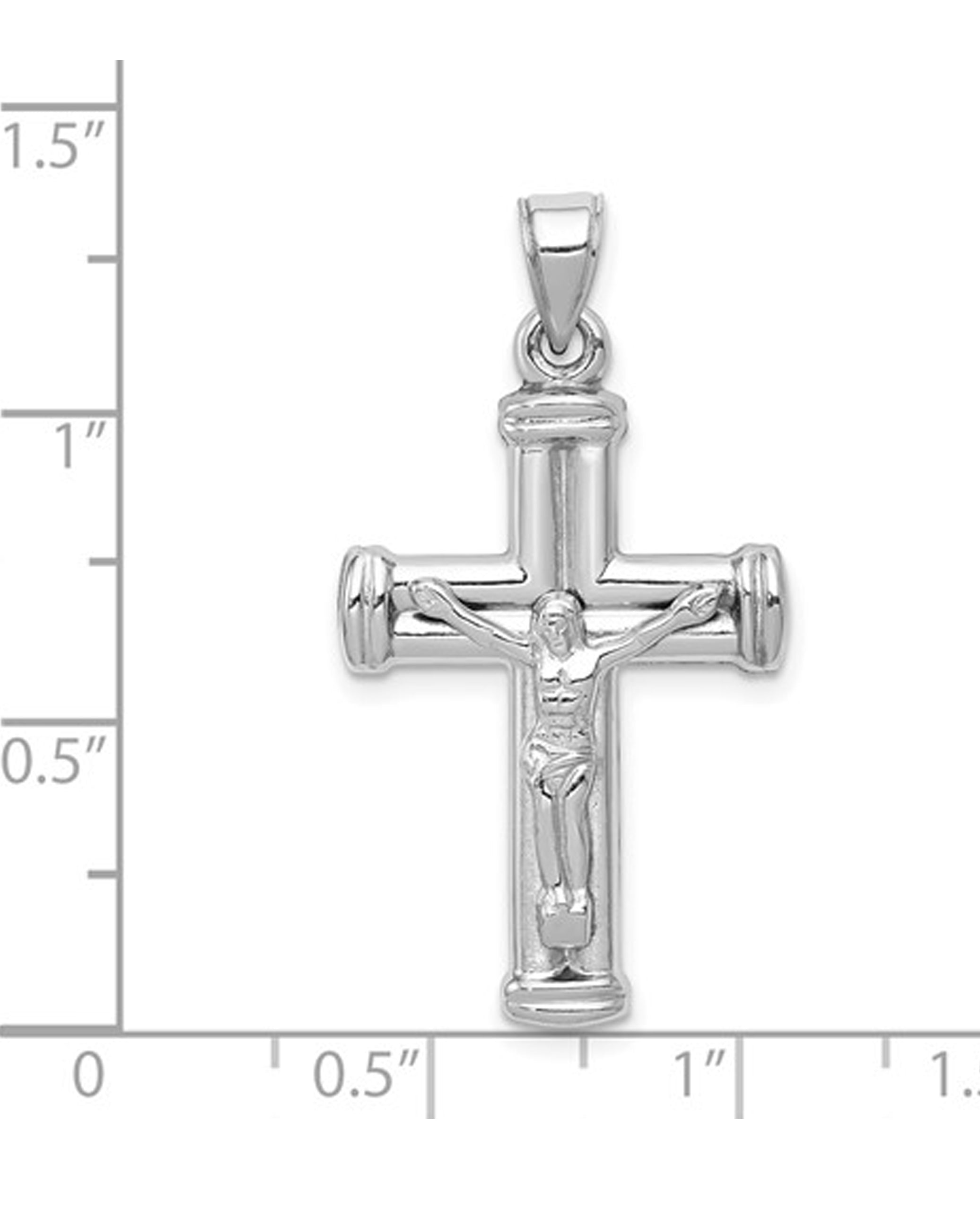 14K White Gold Reversible Crucifix Cross