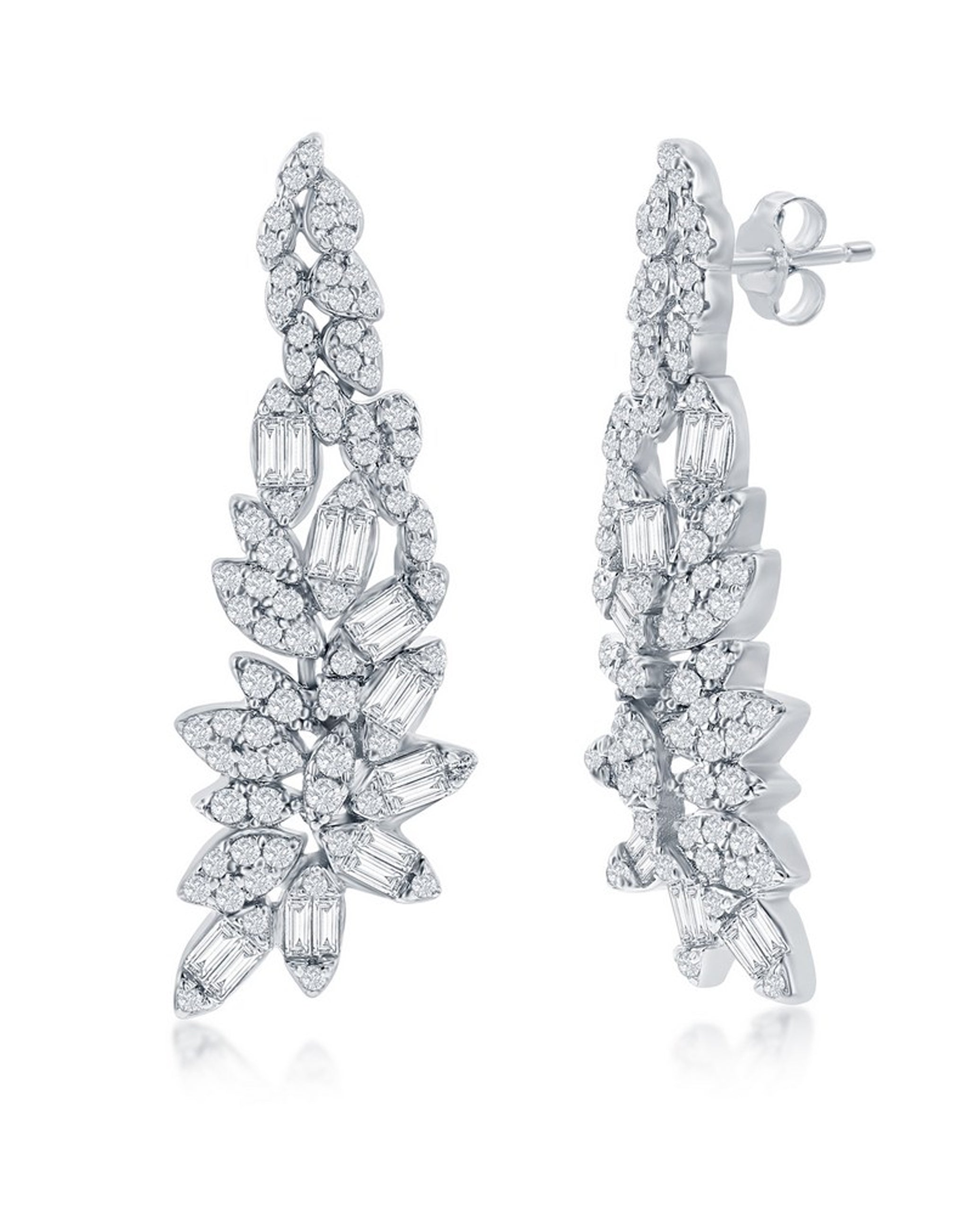 Sterling Silver Multi-Shaped CZ Long Earrings