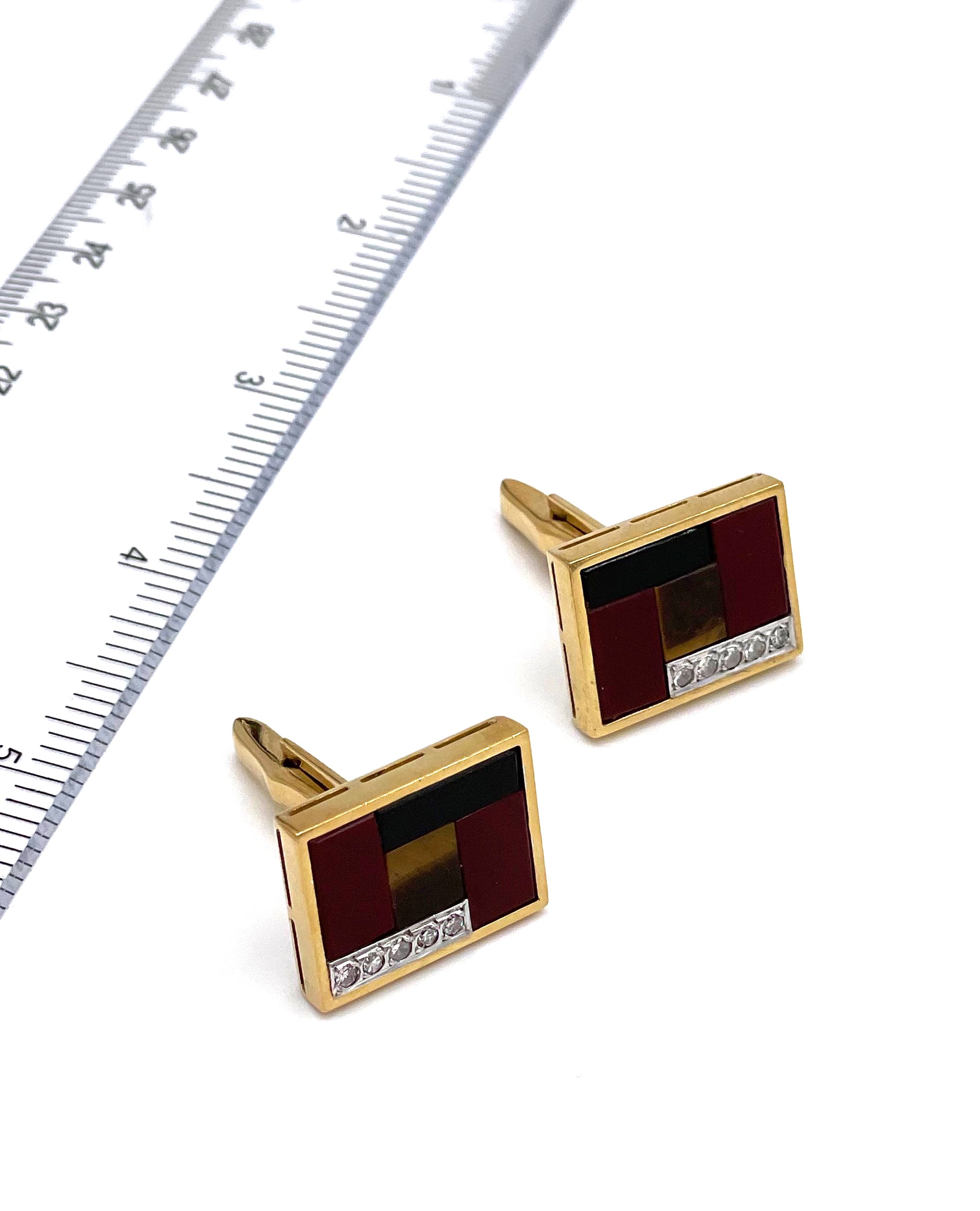 Pre-owned 18K Yellow Gold Rectangular Shape Cuff Links