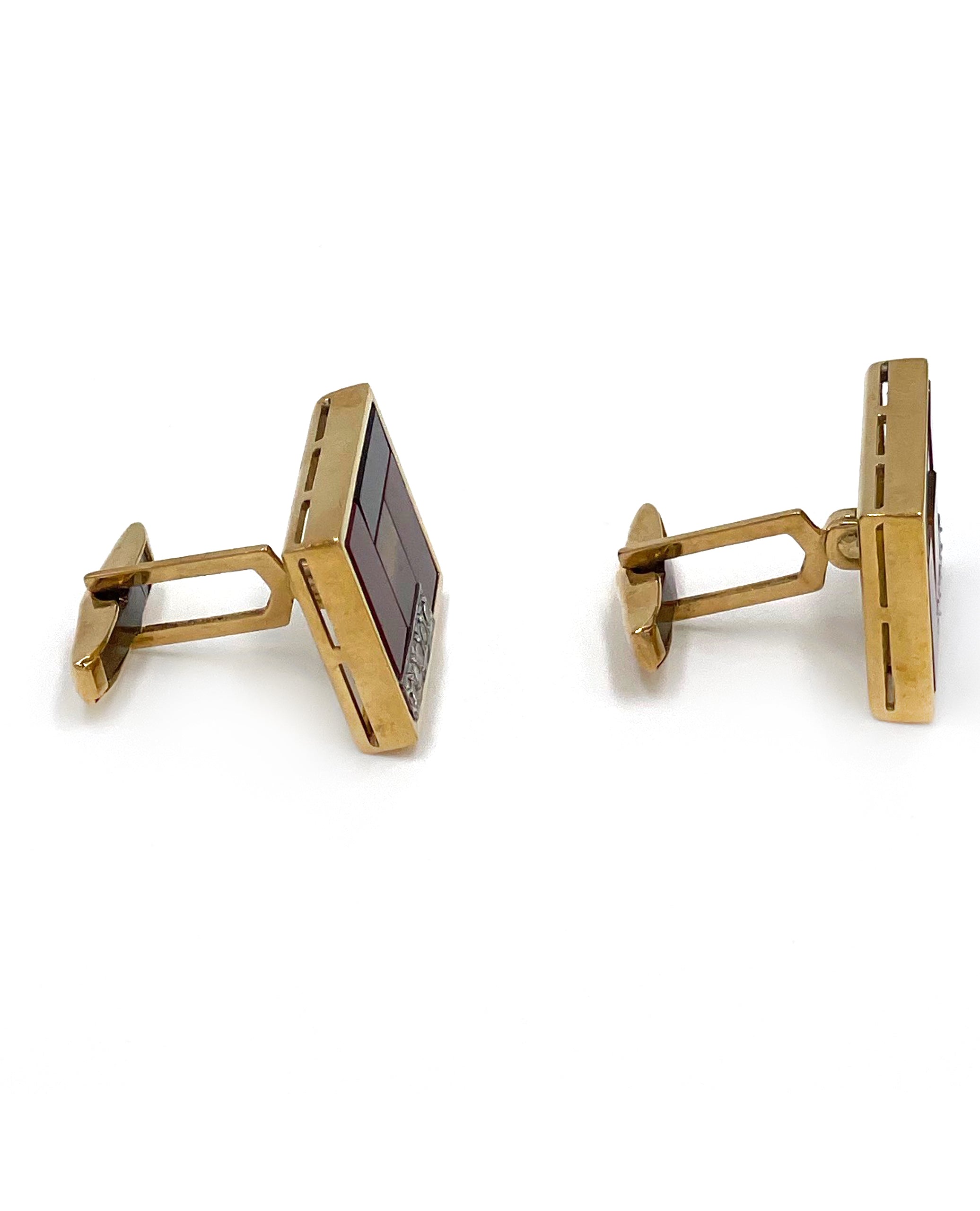 Pre-owned 18K Yellow Gold Rectangular Shape Cuff Links