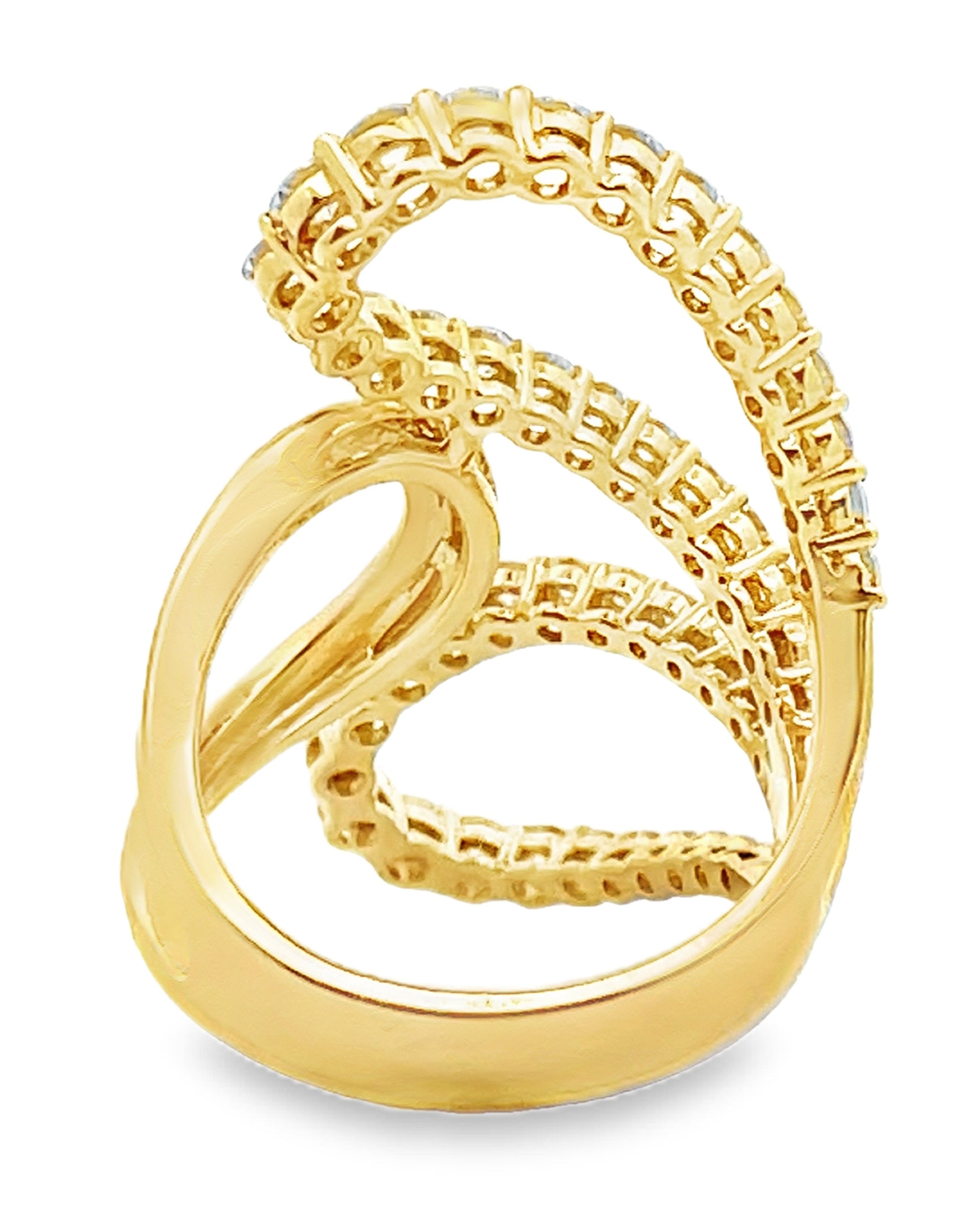 18K Yellow Gold 1.92 Carat Diamond Sculptural Half Butterfly Asymmetric Ring