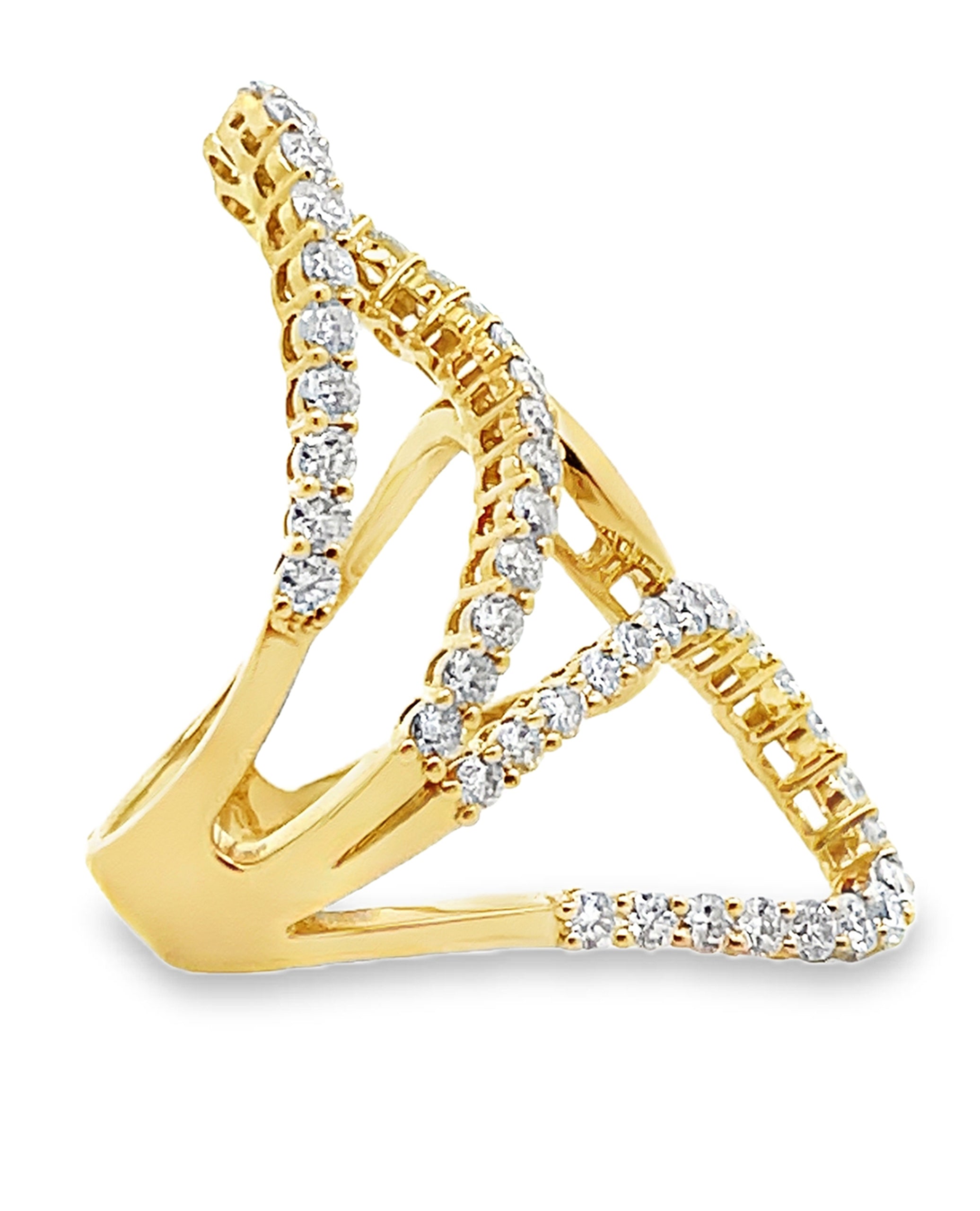 18K Yellow Gold 1.92 Carat Diamond Sculptural Half Butterfly Asymmetric Ring