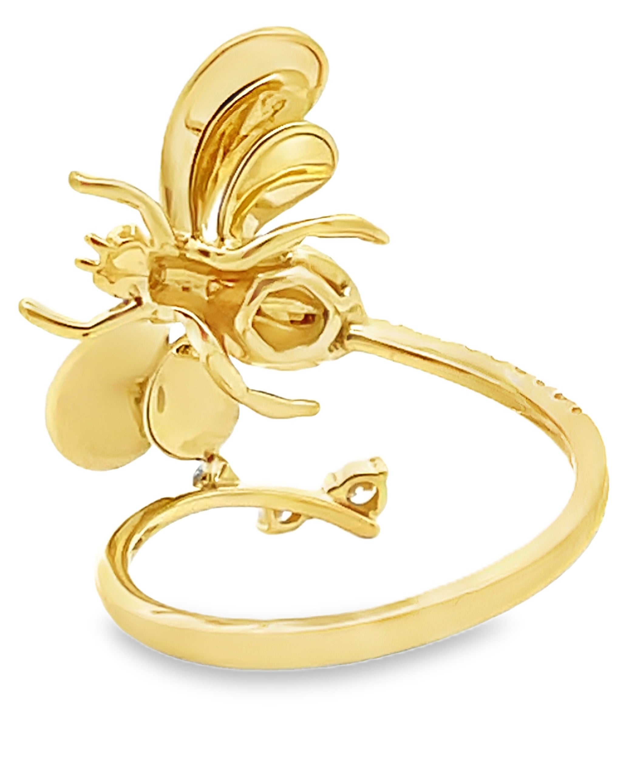 Simon G. DR380 18K Yellow Gold Bee Wrap Ring with Round Diamonds