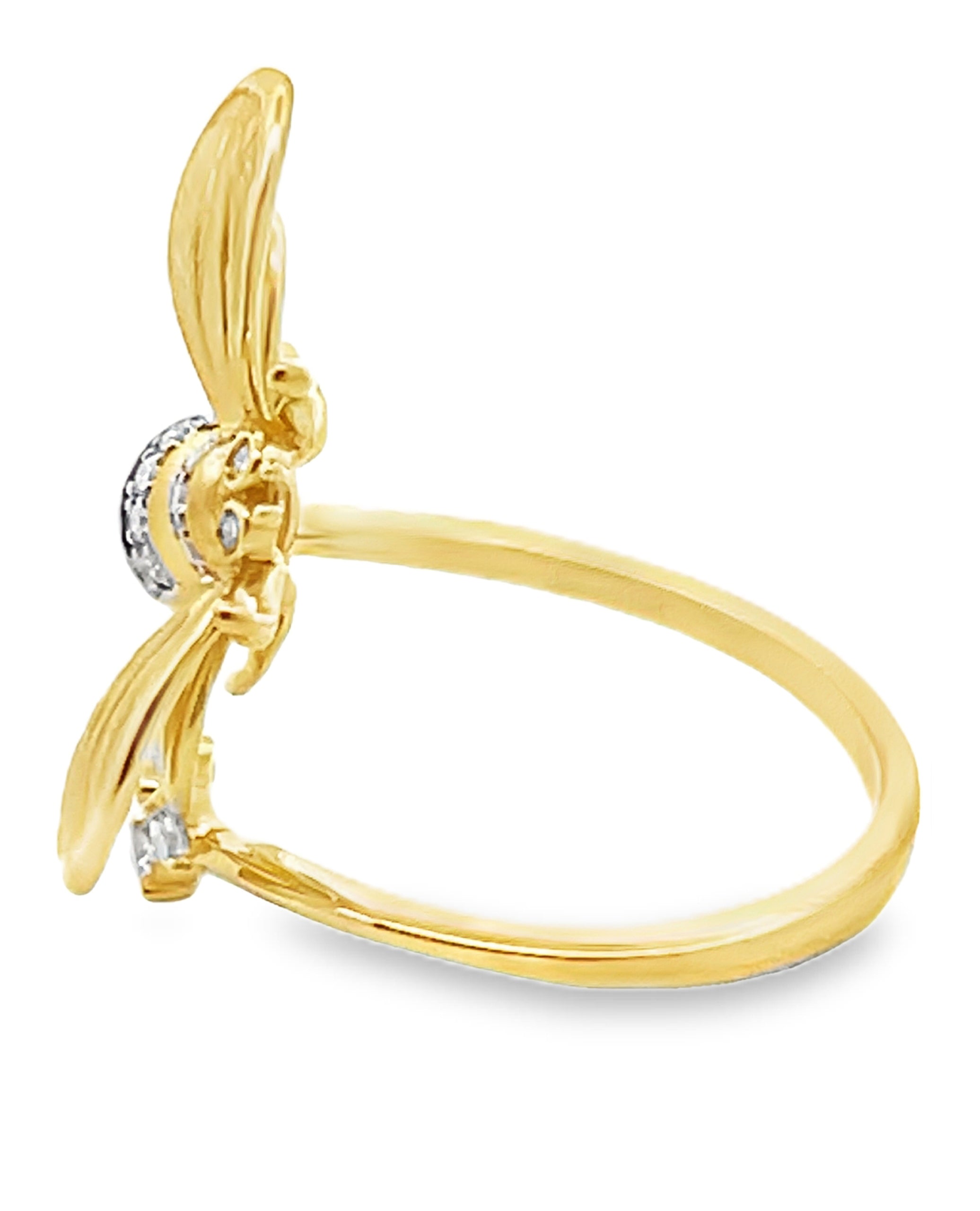 Simon G. DR380 18K Yellow Gold Bee Wrap Ring with Round Diamonds