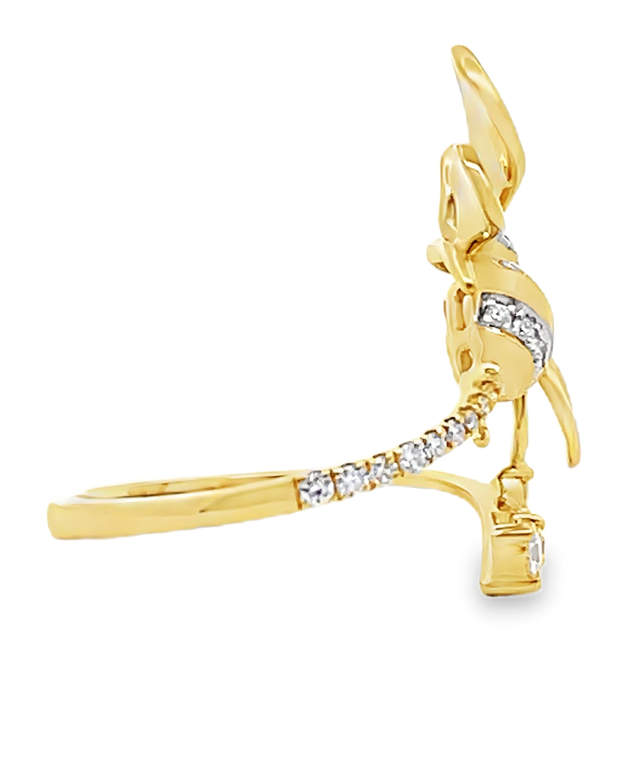 Simon G. DR380 18K Yellow Gold Bee Wrap Ring with Round Diamonds