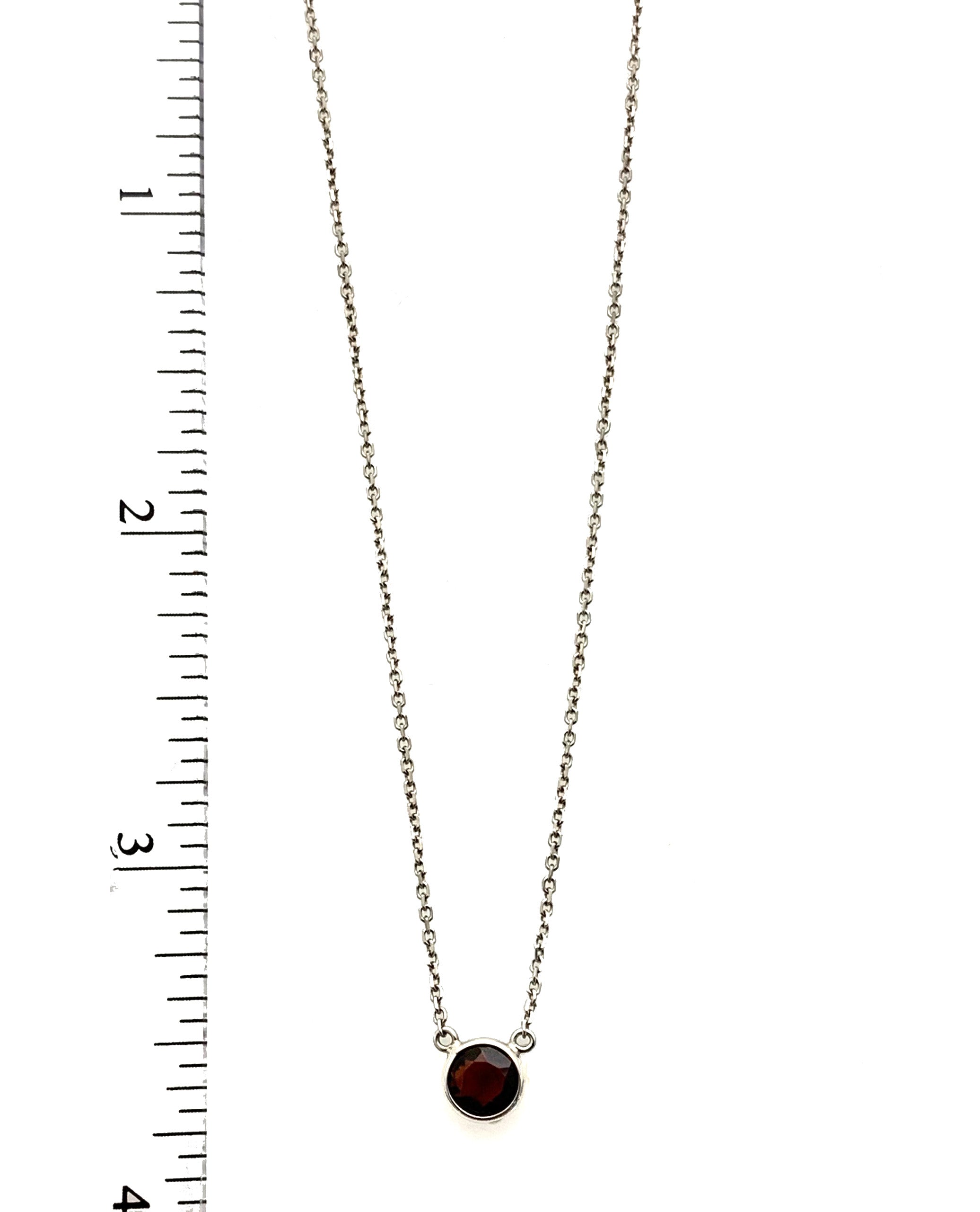 14K White Gold Garnet Necklace