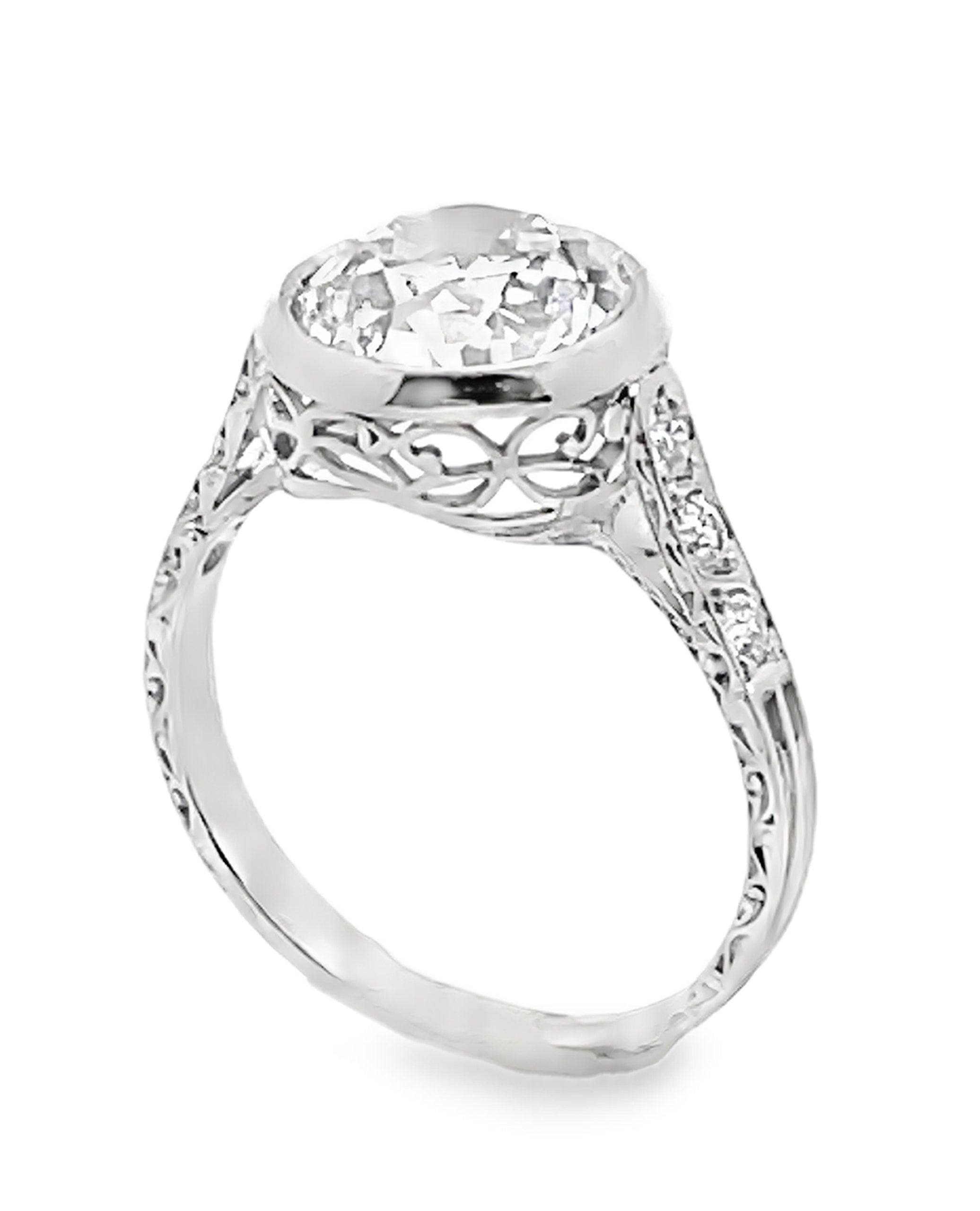 Platinum Vintage Style Solitaire Lab Grown Diamond Ring