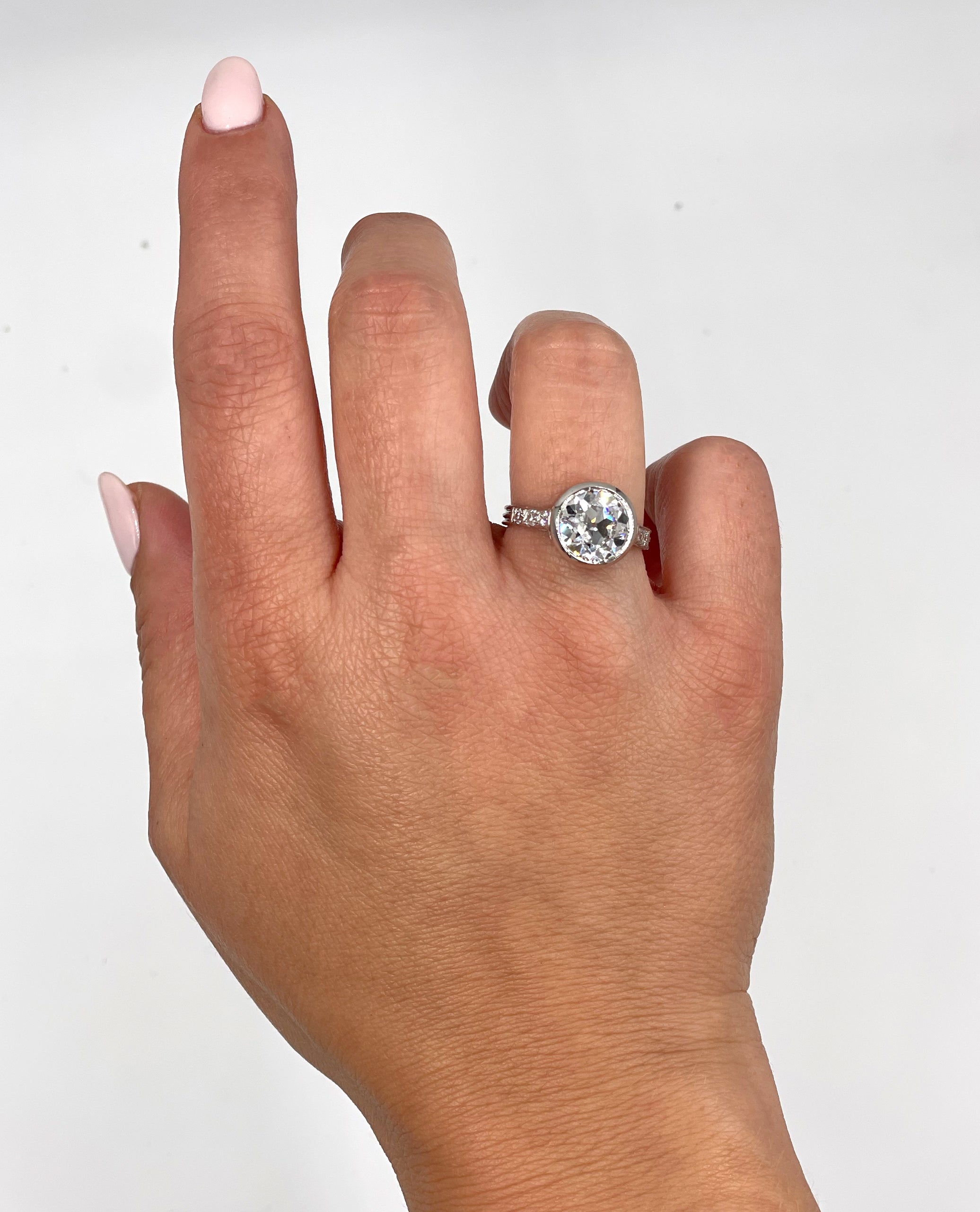 Platinum Vintage Style Solitaire Lab Grown Diamond Ring