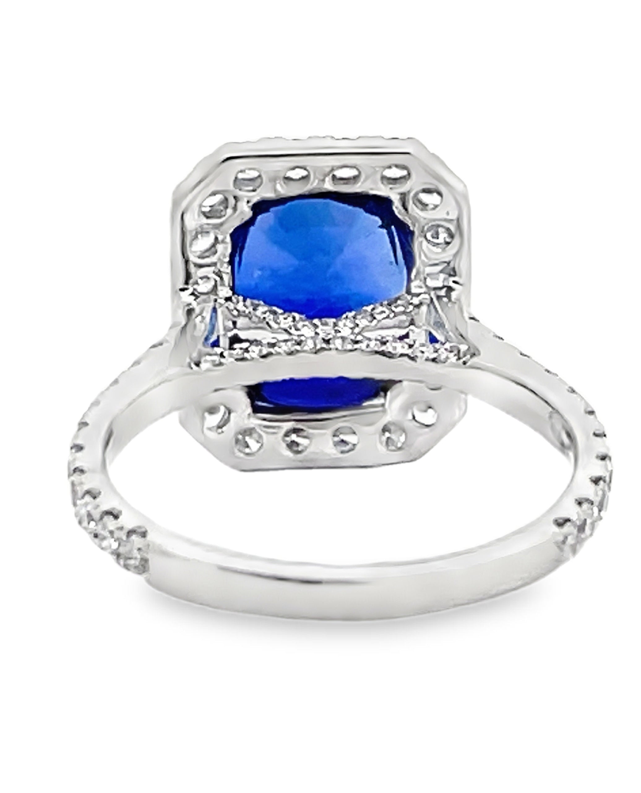18K White Gold Blue Sapphire & Diamond Ring