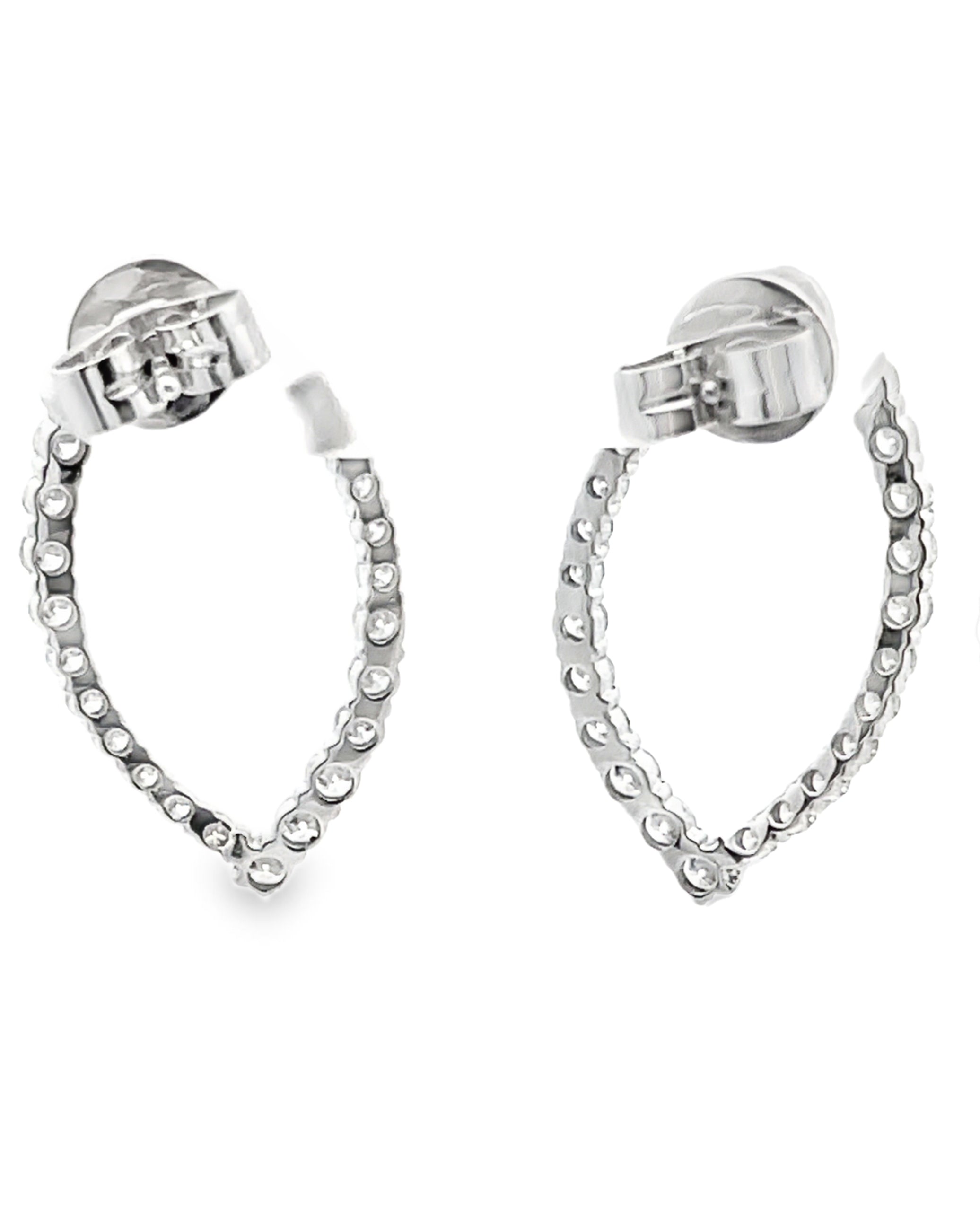 18K White Gold Oval Diamond Drop Earrings