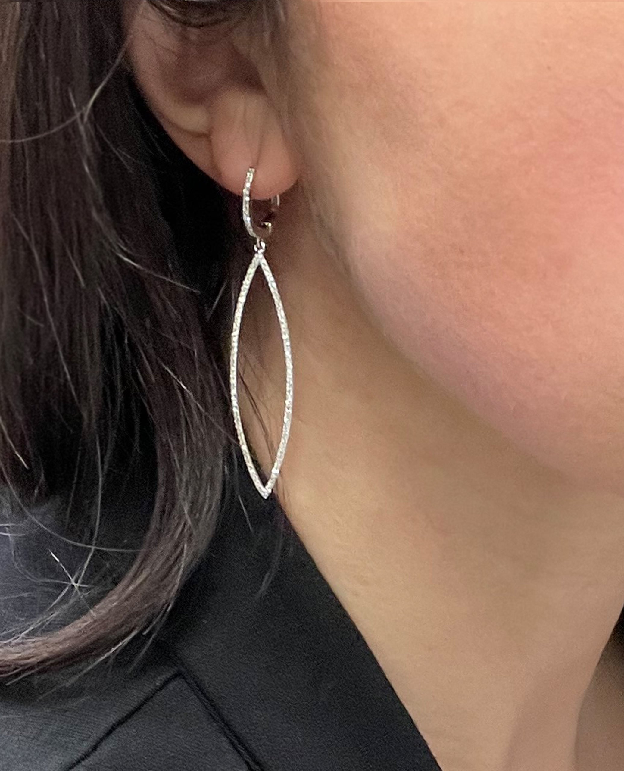 14K Yellow Gold Long 0.60 Carat Diamond Earrings