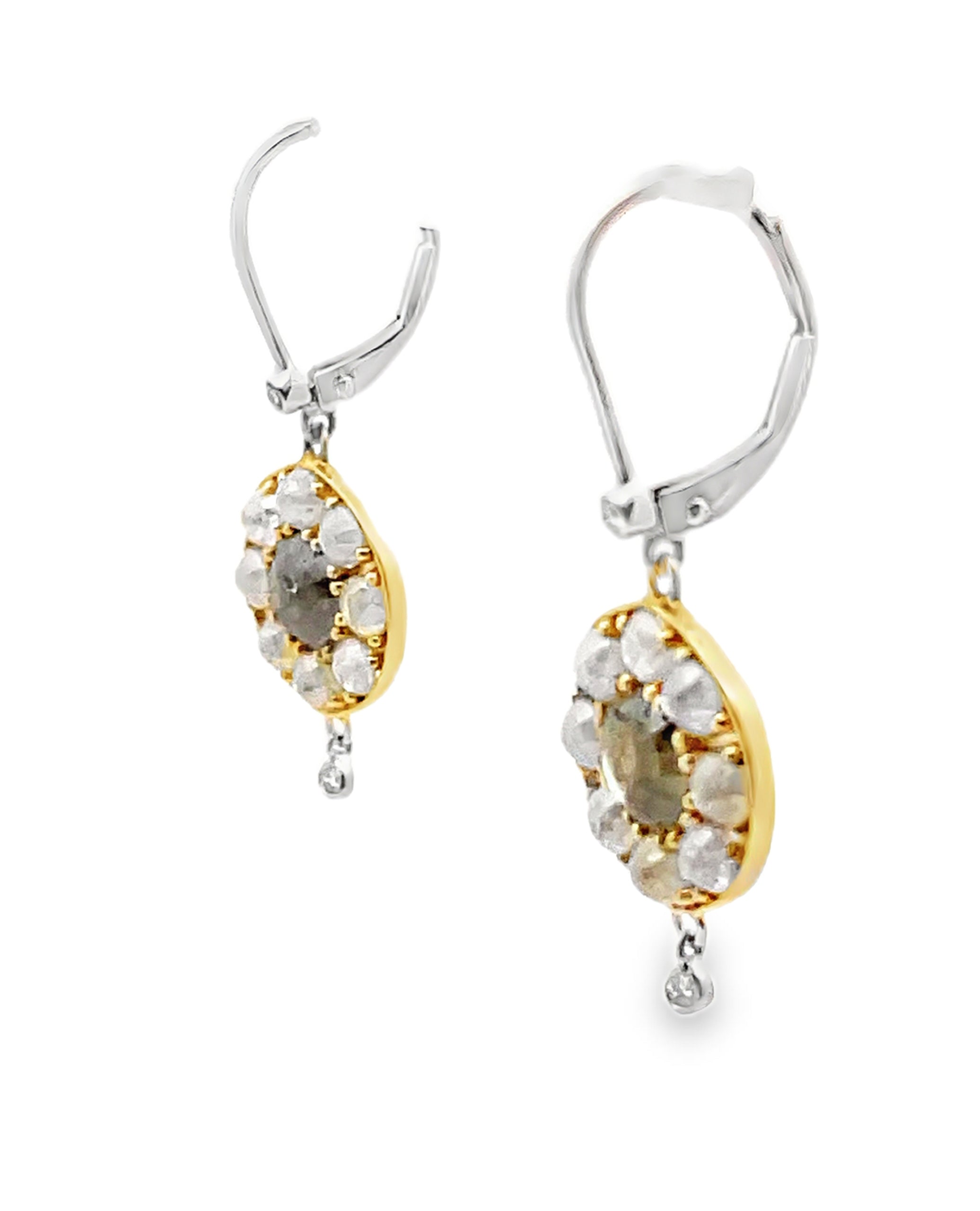 Meira T E10931/SI 14K White Gold & Sterling Silver with Gold Plating Diamond Drop Earrings