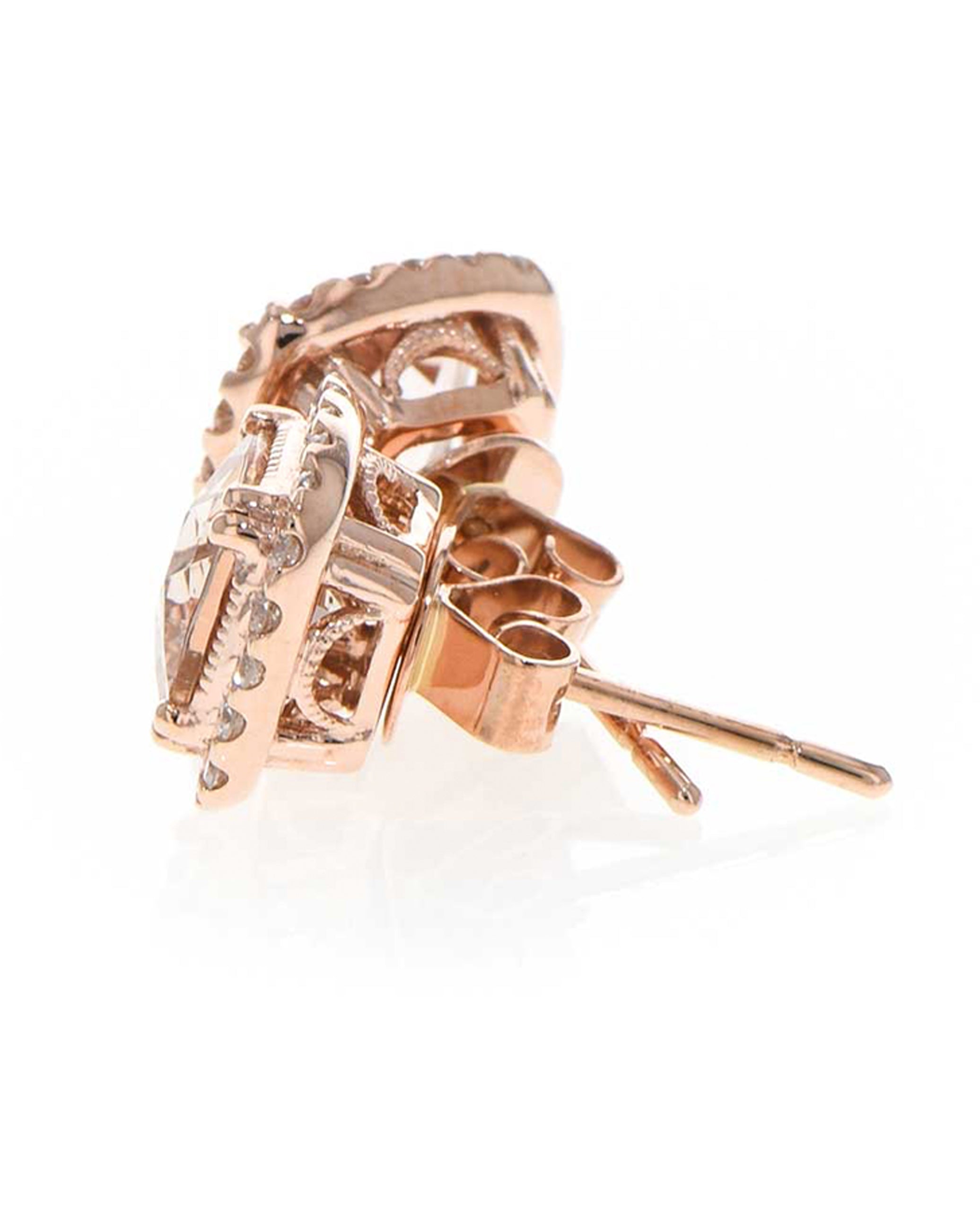 Allison Kaufman 14K Rose Gold Morganite & Diamond Stud Earrings with Pushbacks