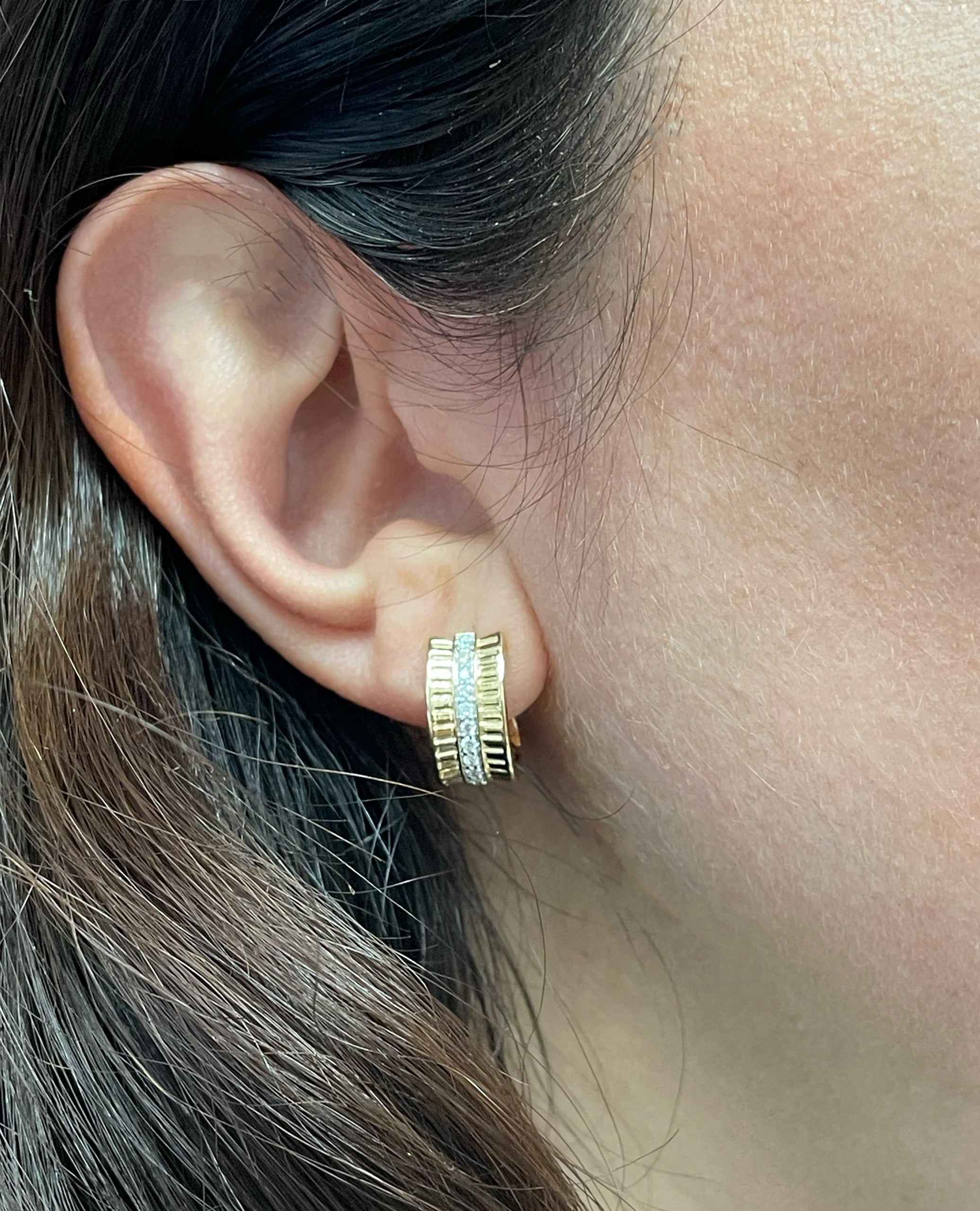 Allison Kaufman 14K Yellow Gold Huggie Hoop Earrings with Diamonds