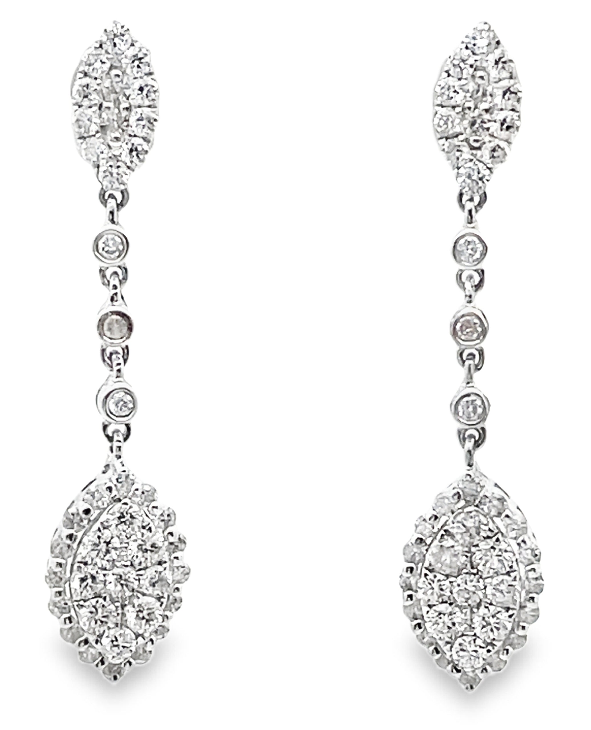 18K White Gold Diamond Dangle Earrings