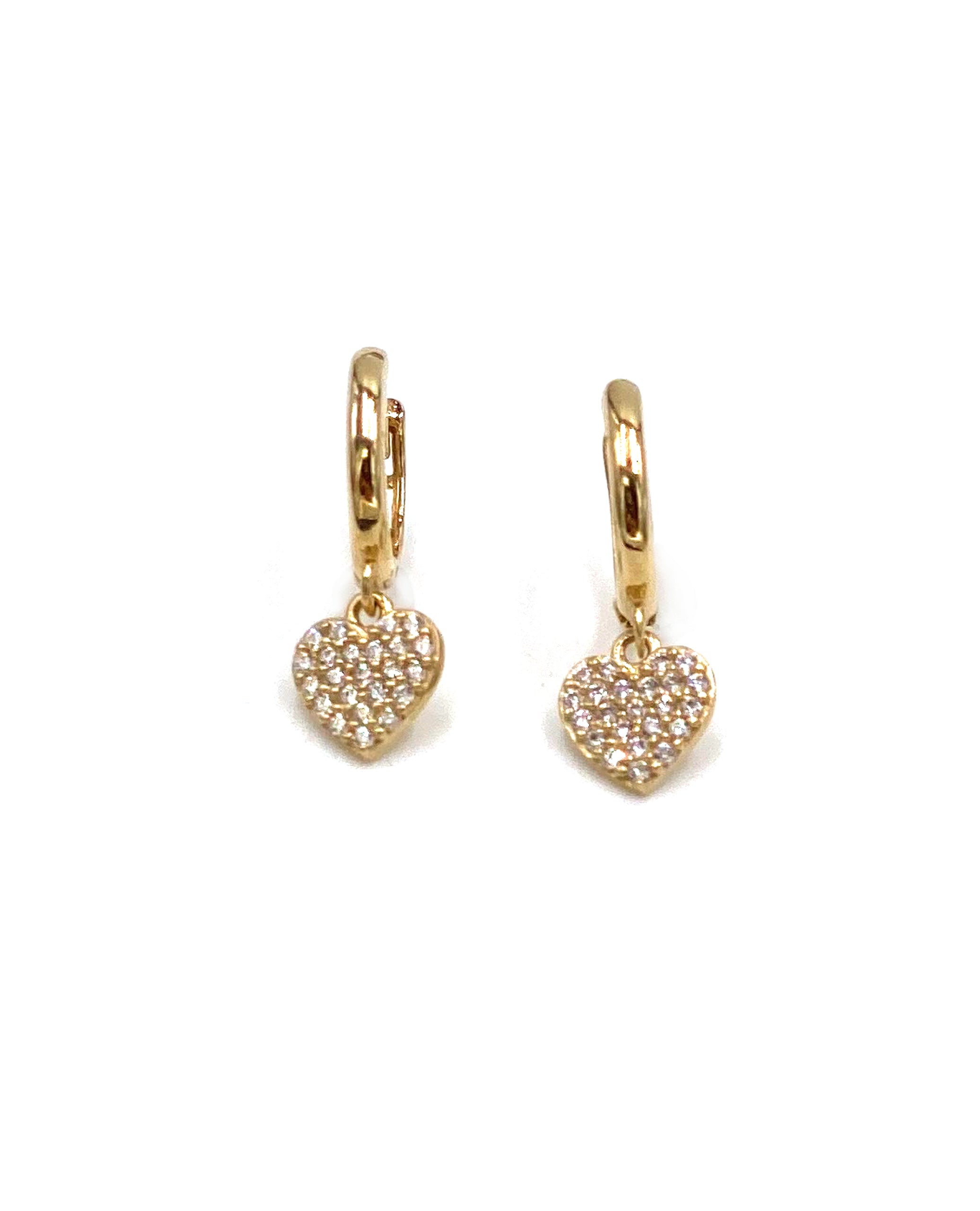 14K Yellow Gold Heart Dangle Earrings