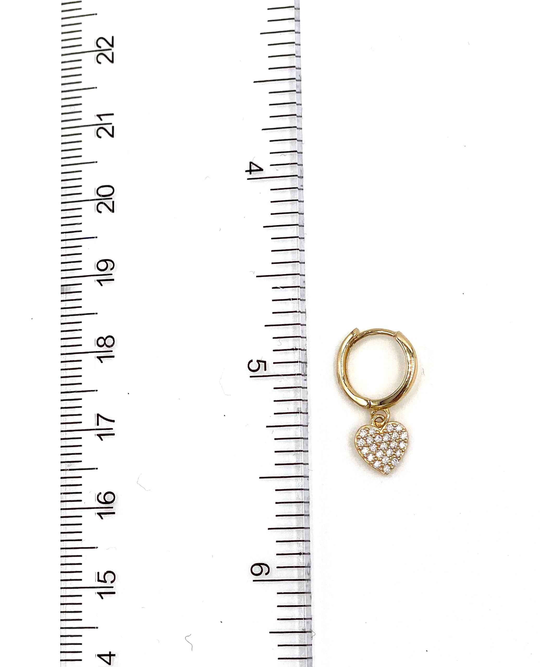 14K Yellow Gold Heart Dangle Earrings