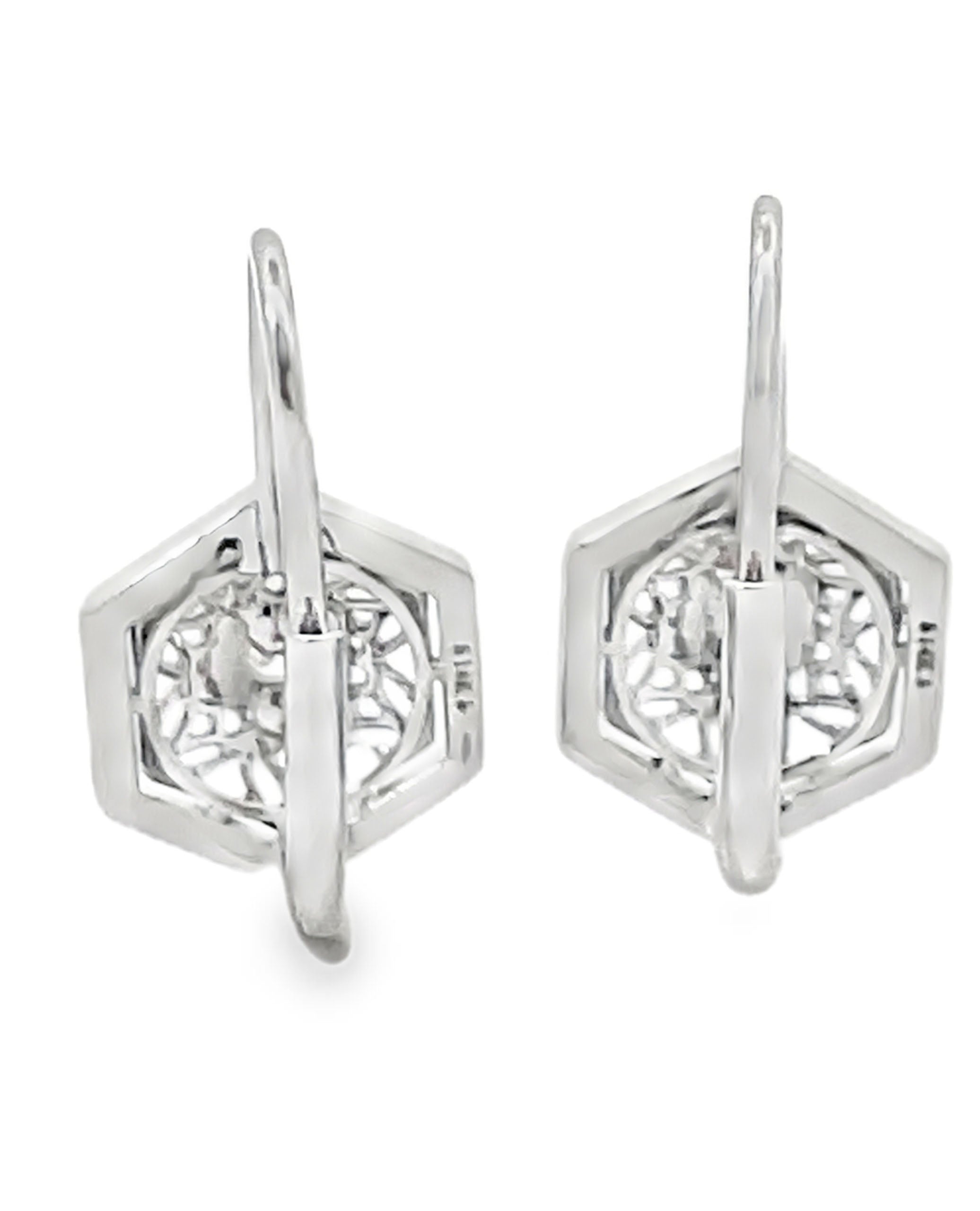 14K White Gold Antique Inspired Diamond Drop Earrings