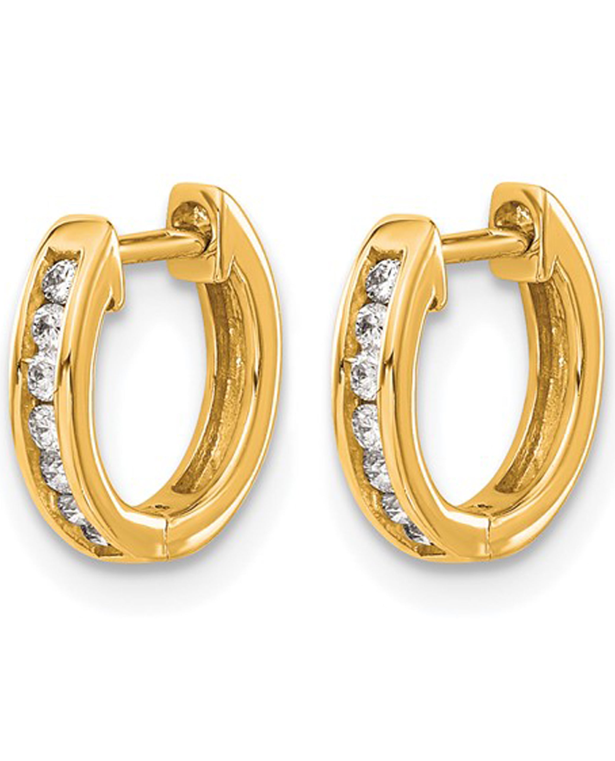 14K Yellow Gold Mini Diamond Hoop Earrings