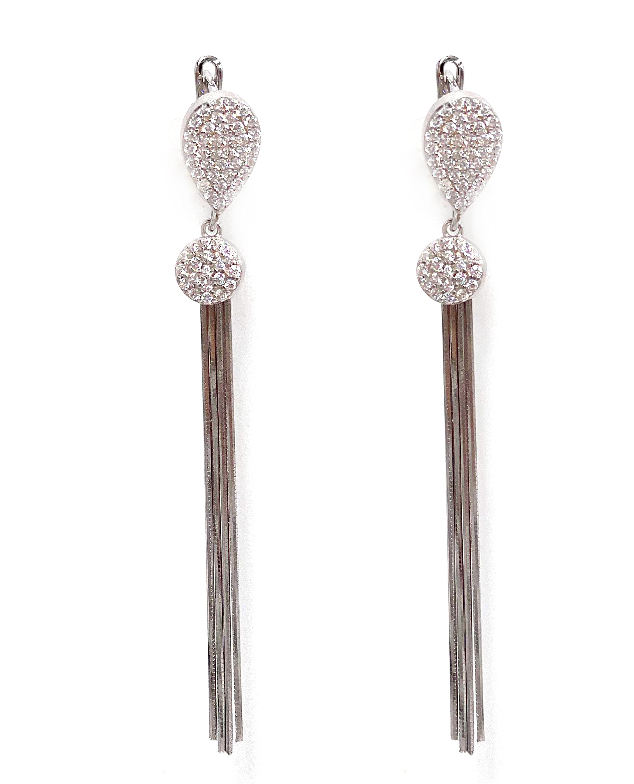 Sterling Silver Dangling Earrings with CZ