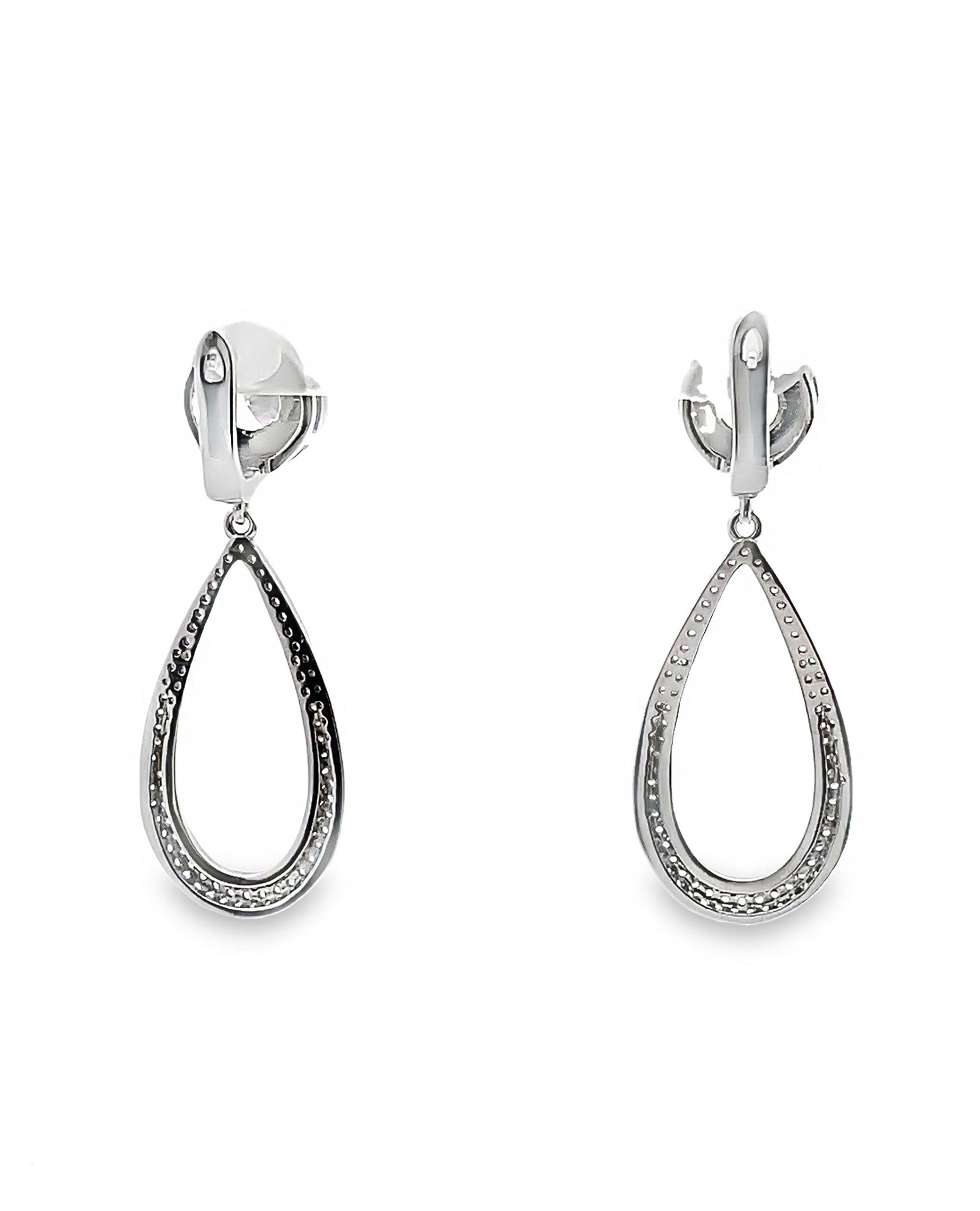 Sterling Silver Large Drop Earrings with CZ