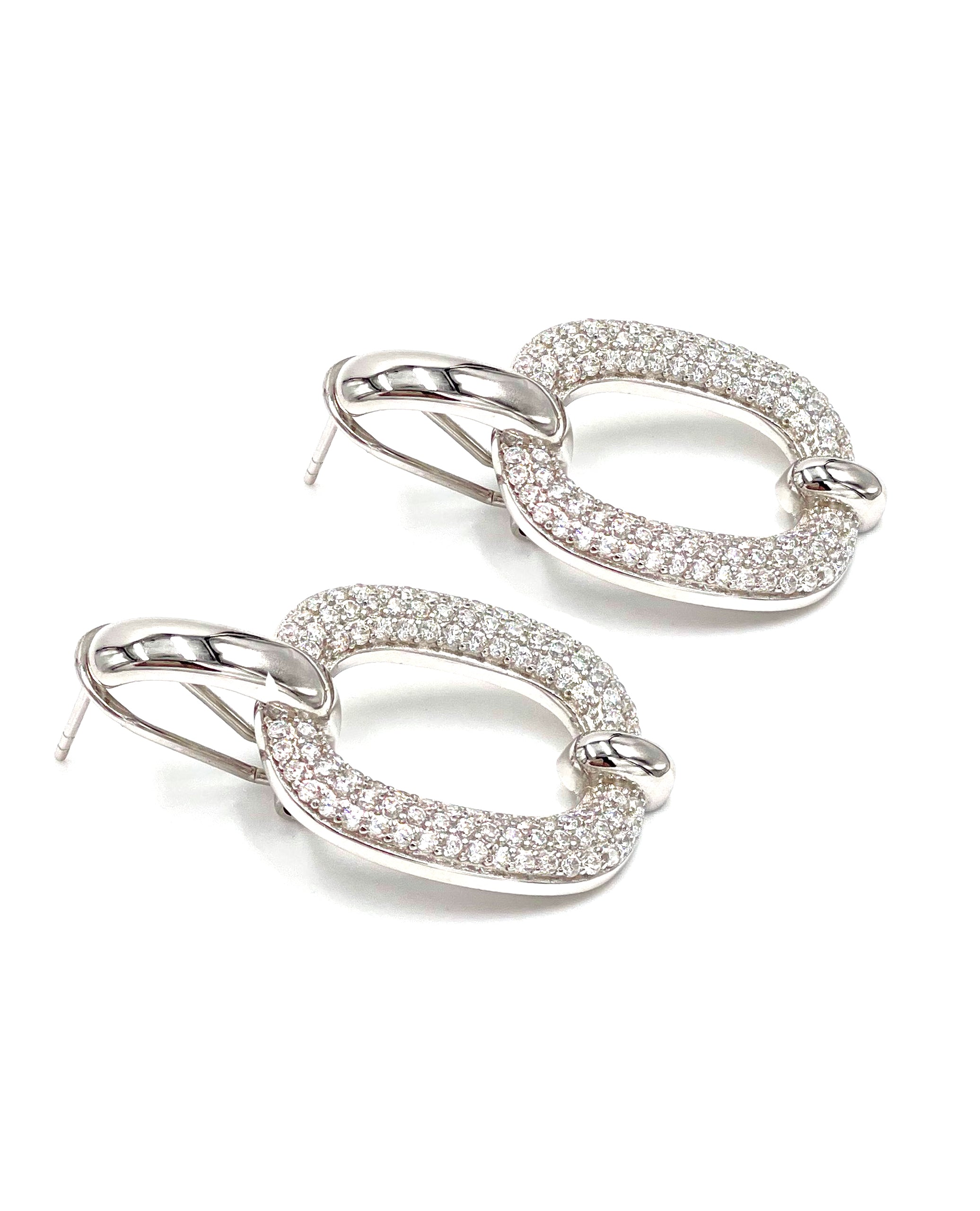 Sterling Silver 'Door Knocker' Earrings with CZ