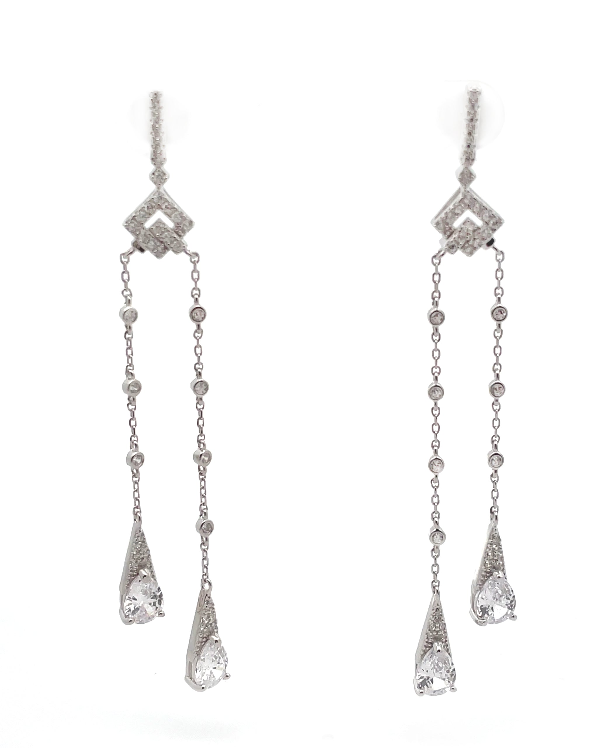 Sterling Silver Dangling Long Fashion Earrings