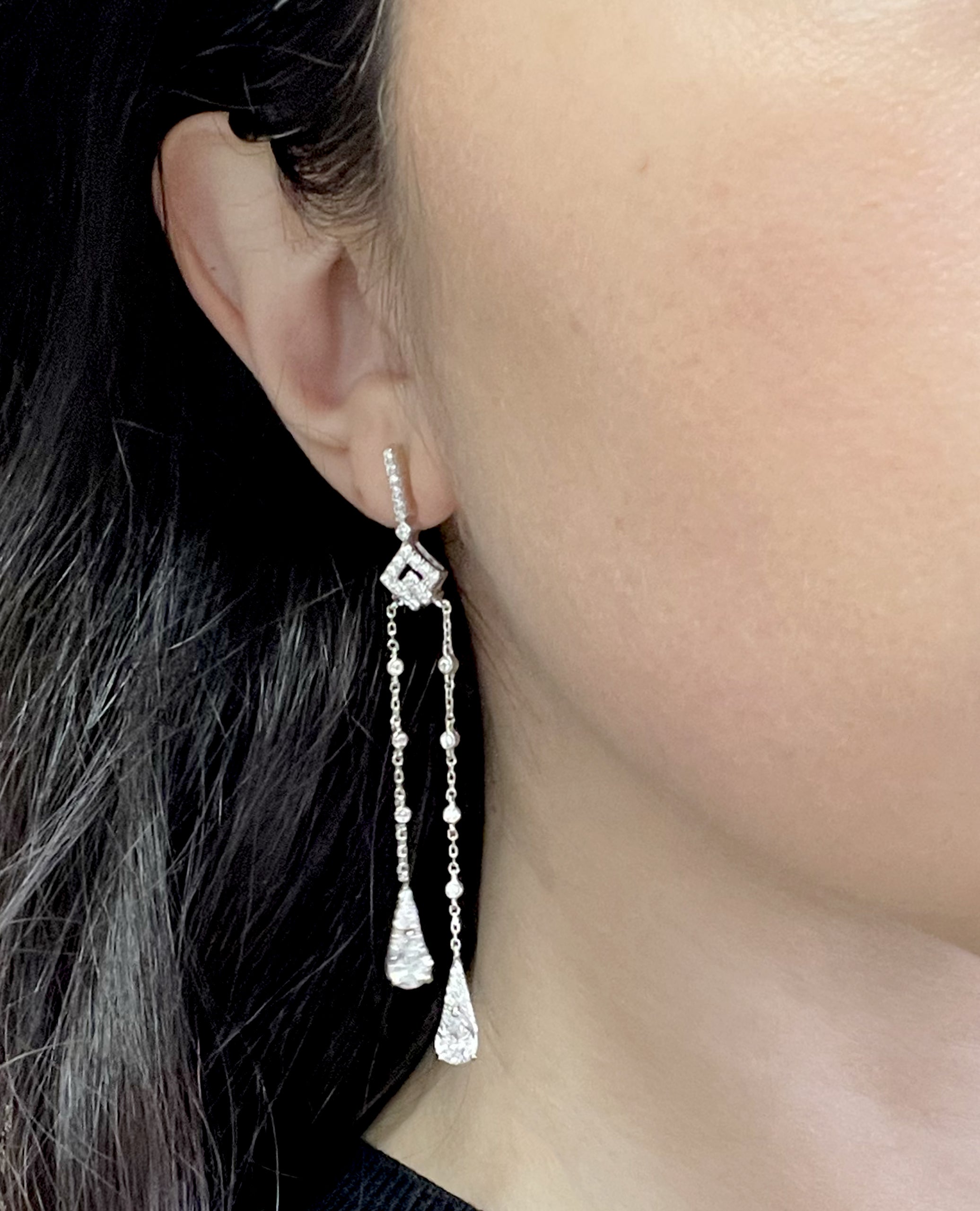Sterling Silver Dangling Long Fashion Earrings