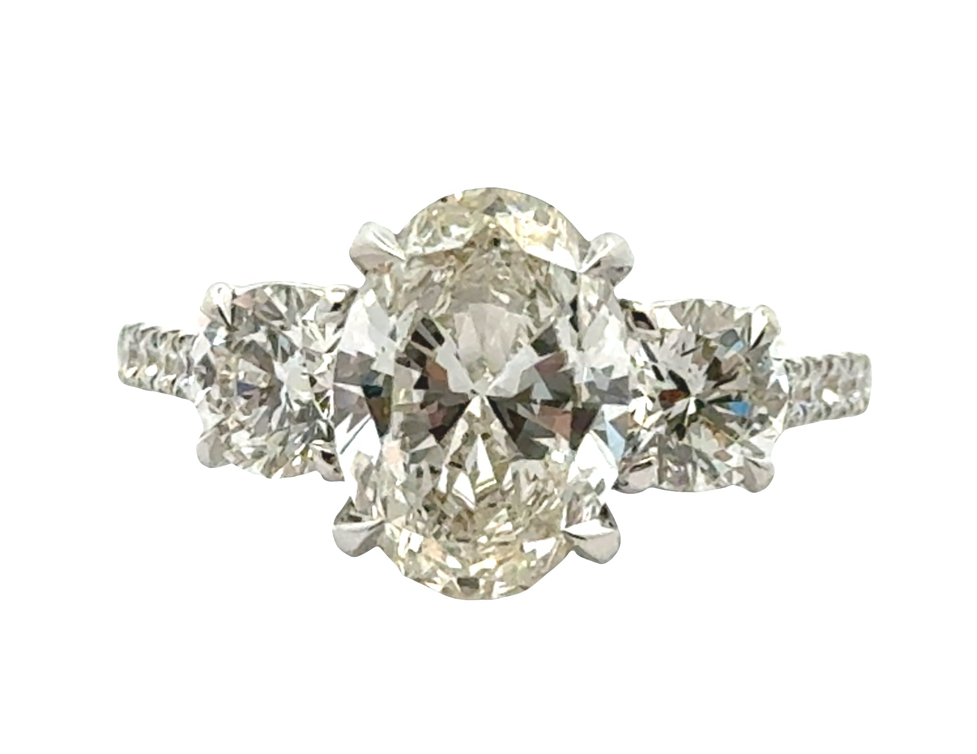 14K White Gold Three Stone Ring