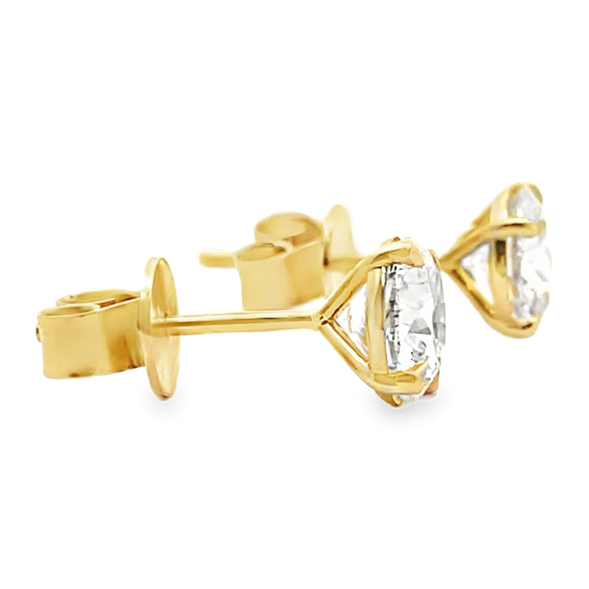 14K Yellow Gold Lab Grown Diamond Stud Earrings- 2.06 carats