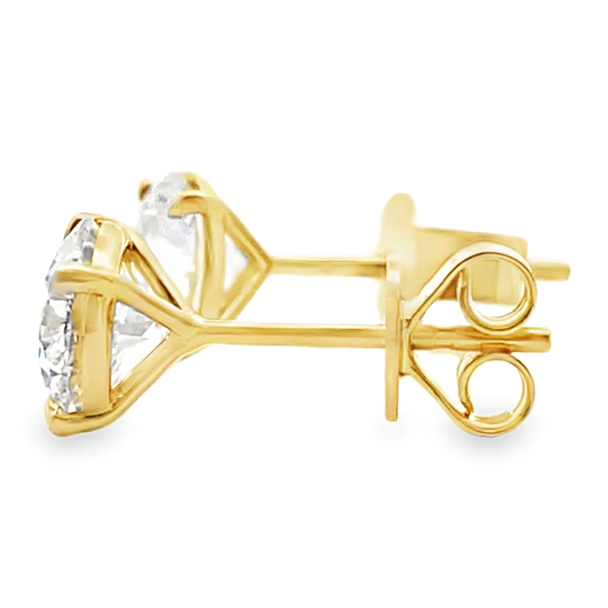 14K Yellow Gold Lab Grown Diamond Stud Earrings- 2.06 carats