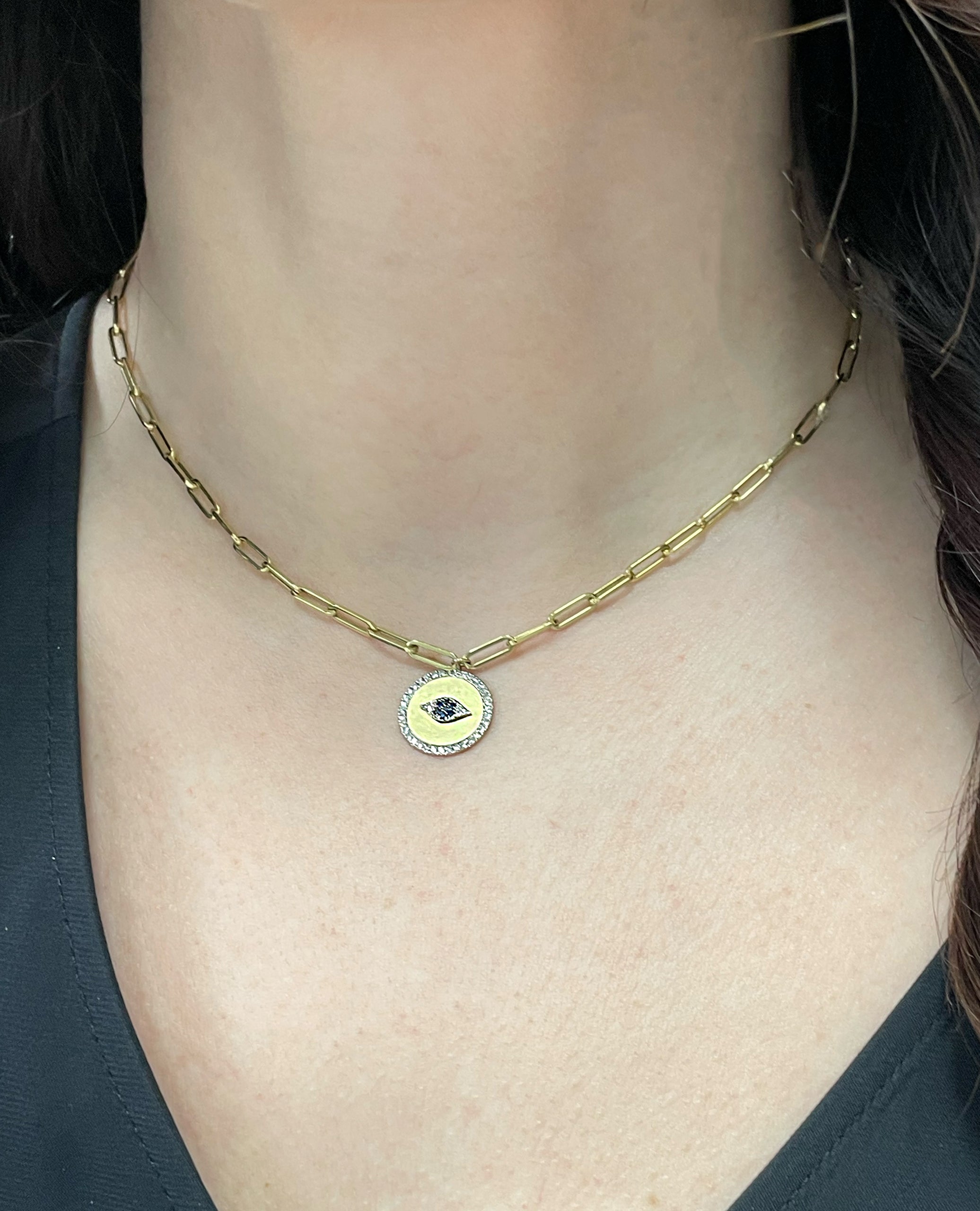 Meira T 14K Yellow Gold Paperclip Chain Evil Eye Necklace