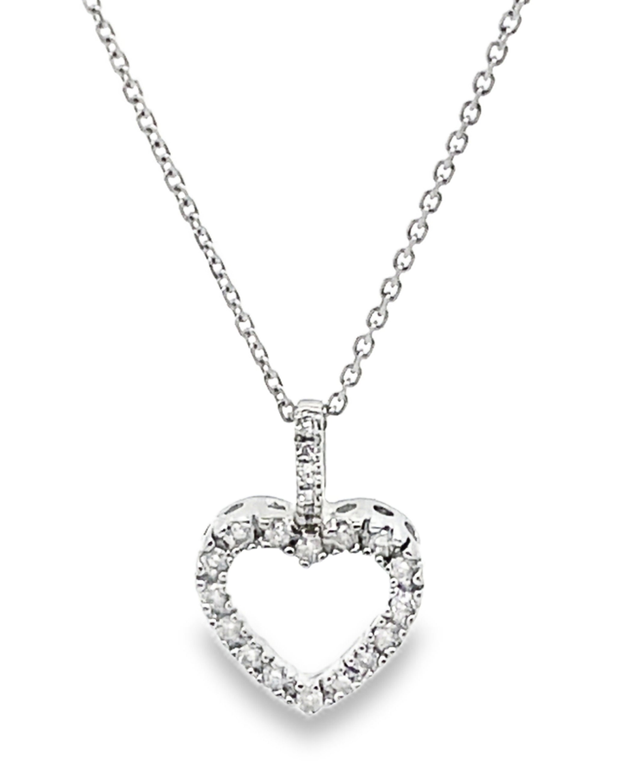 14K White Gold 0.10 carat Diamond Heart Necklace
