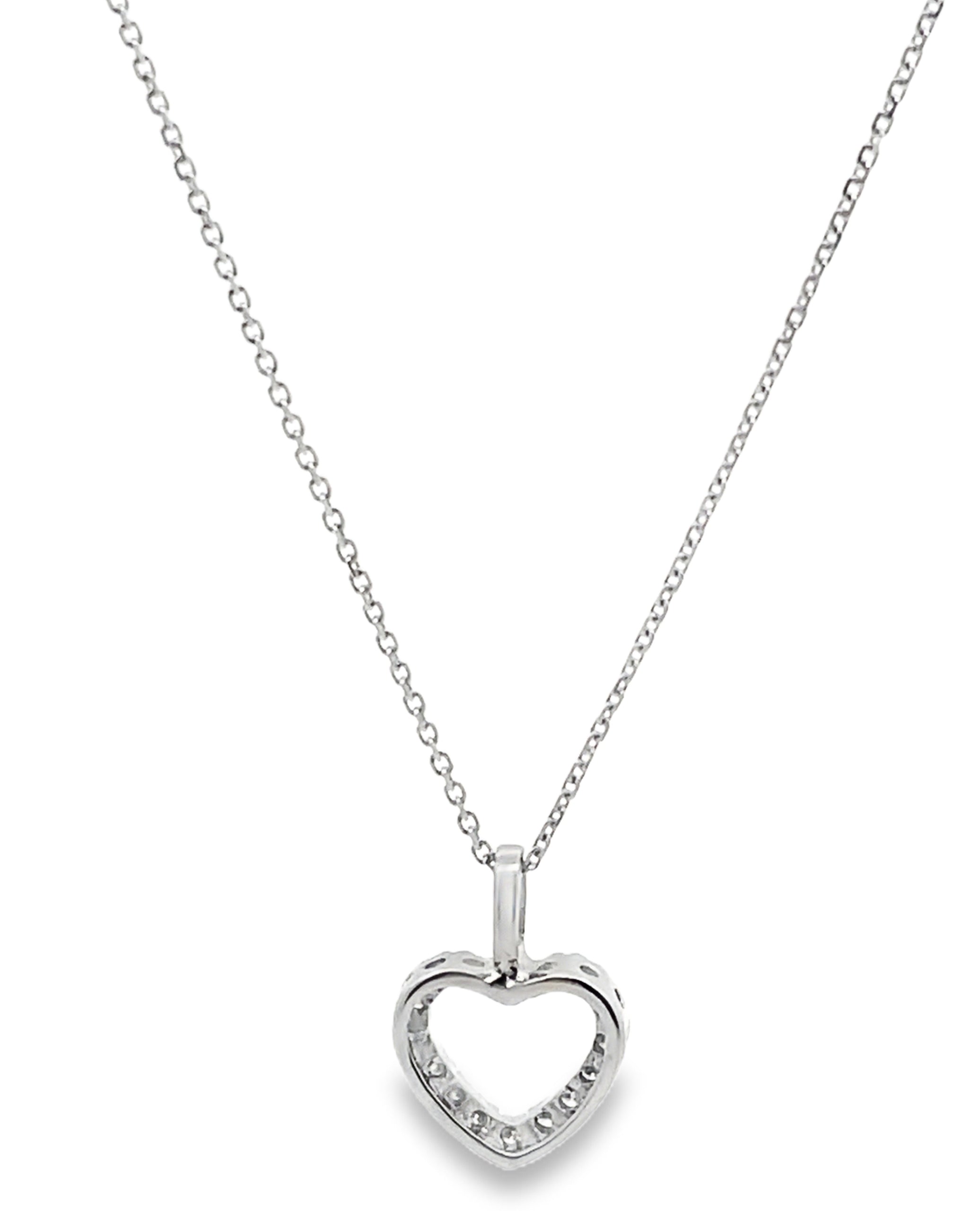 14K White Gold 0.10 carat Diamond Heart Necklace