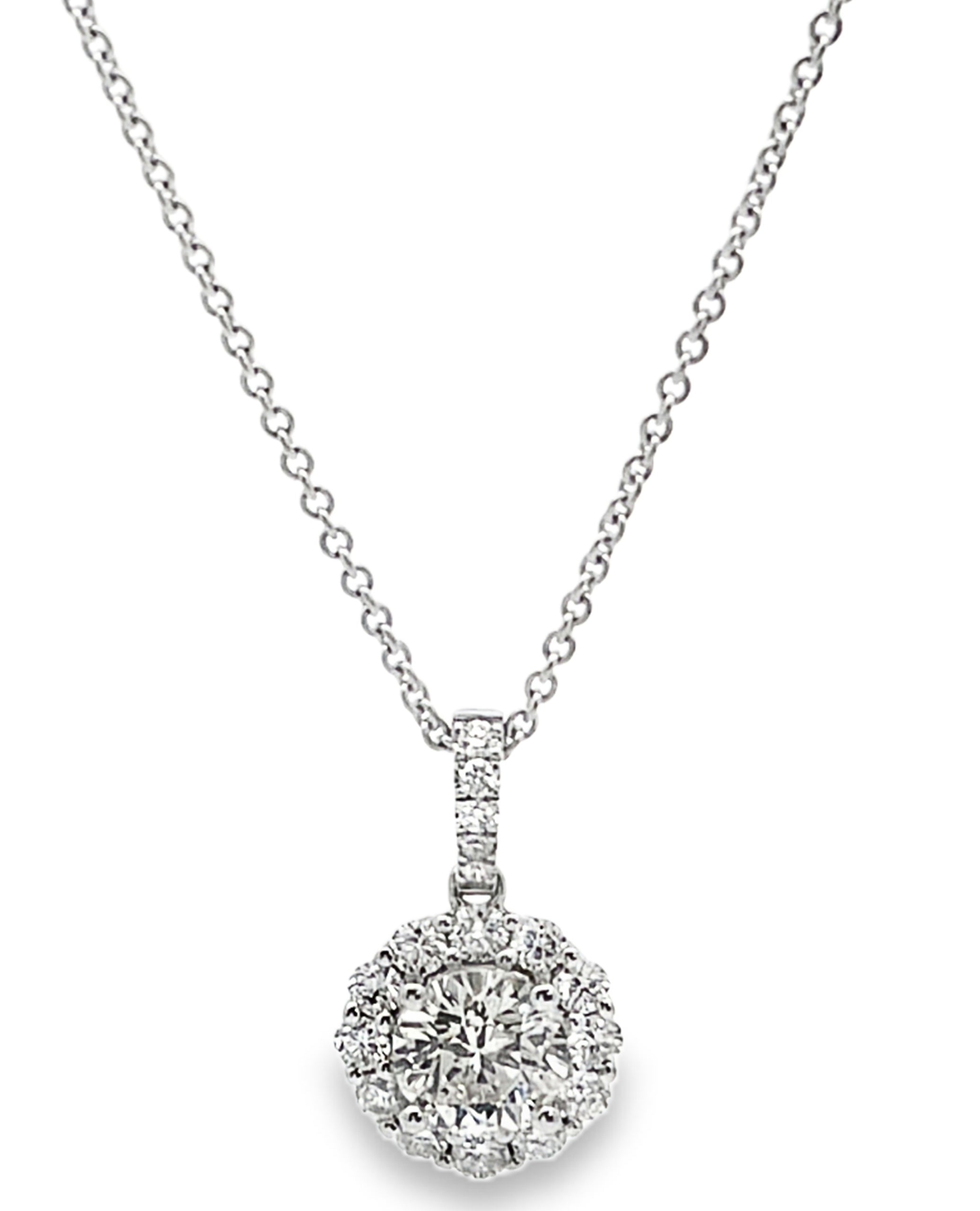 18K White Gold Diamond Pendant Necklace