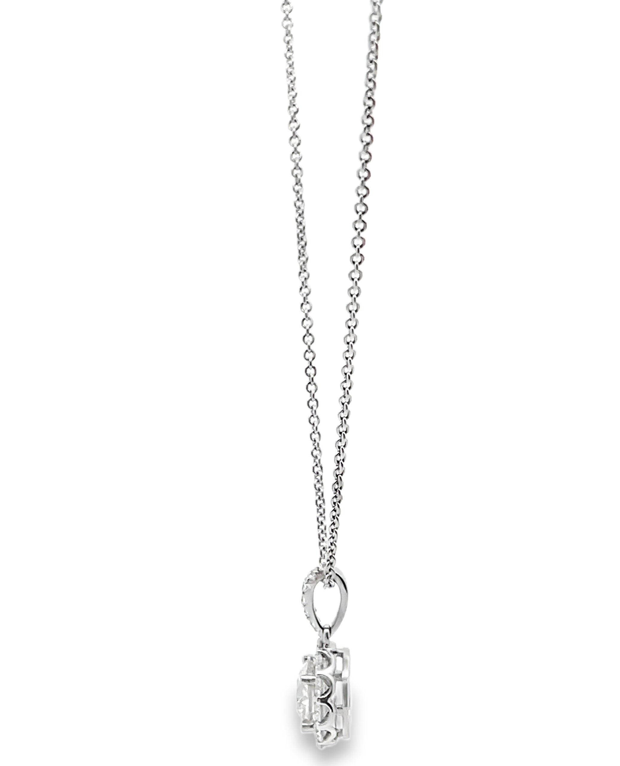 18K White Gold Diamond Pendant Necklace