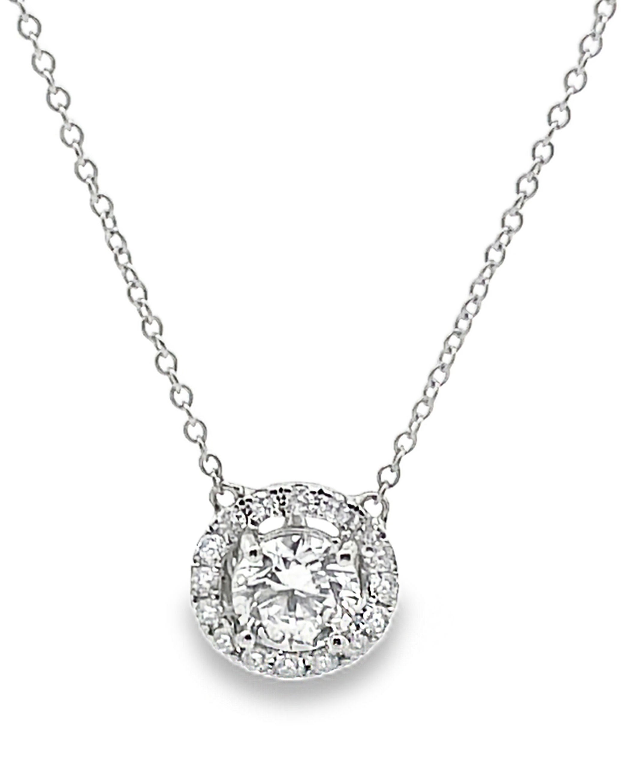 14K White Gold Lab Grown Diamond Pendant Necklace